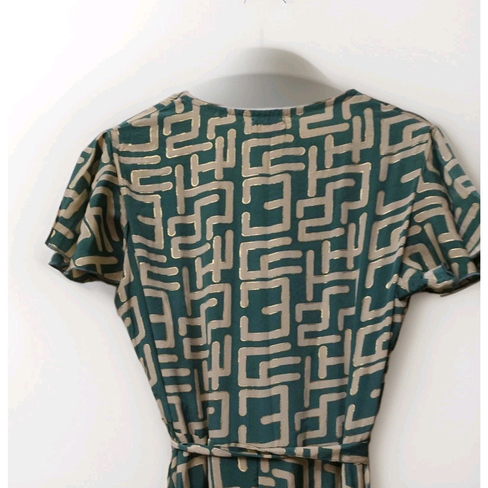 Other Cienna Geo Frill Wrap Silk Maxi Green/gold Dress Size Small Size S / US 4 / IT 40 - 4 Thumbnail