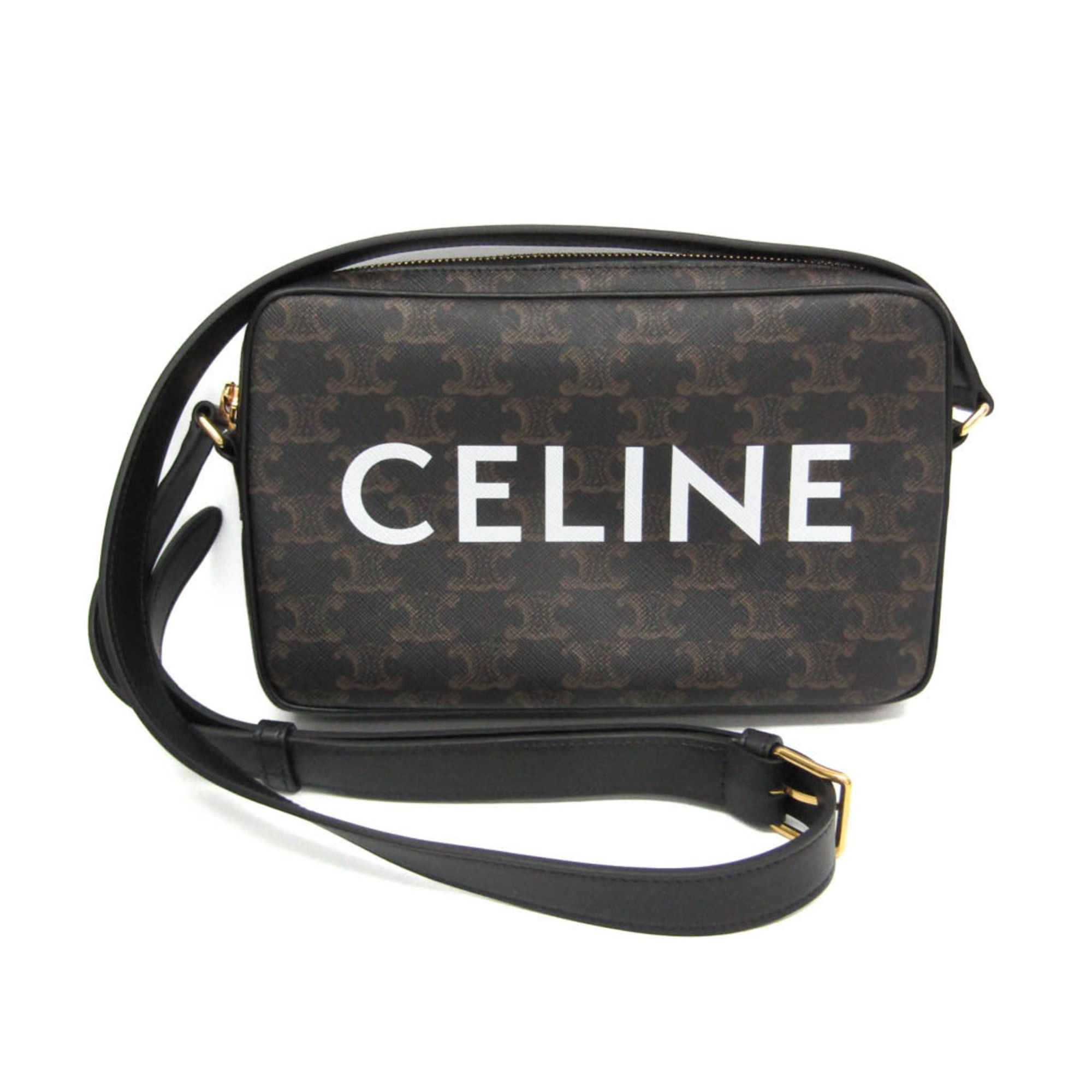 Celine Celine Triomphe Medium Women's Coated Canvas,Leather Messenger Bag,Shoulder Bag Brown Size ONE SIZE - 1 Thumbnail