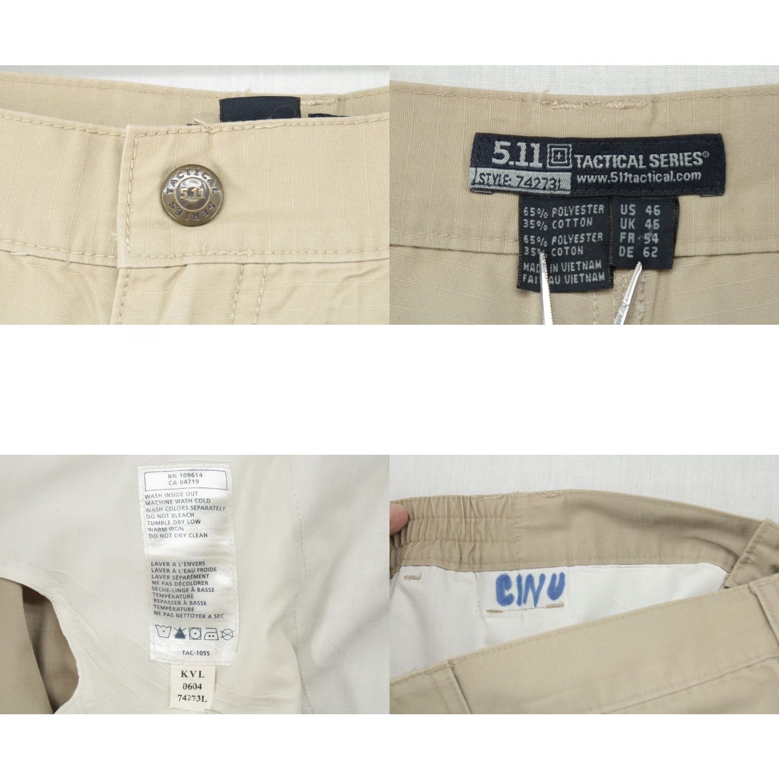 Vintage 5.11 Tactical Taclite Pro Ripstop Pants Men's 44x34 Beige Cargo Work Utility Pants Size US 44 / EU 60 - 8 Thumbnail
