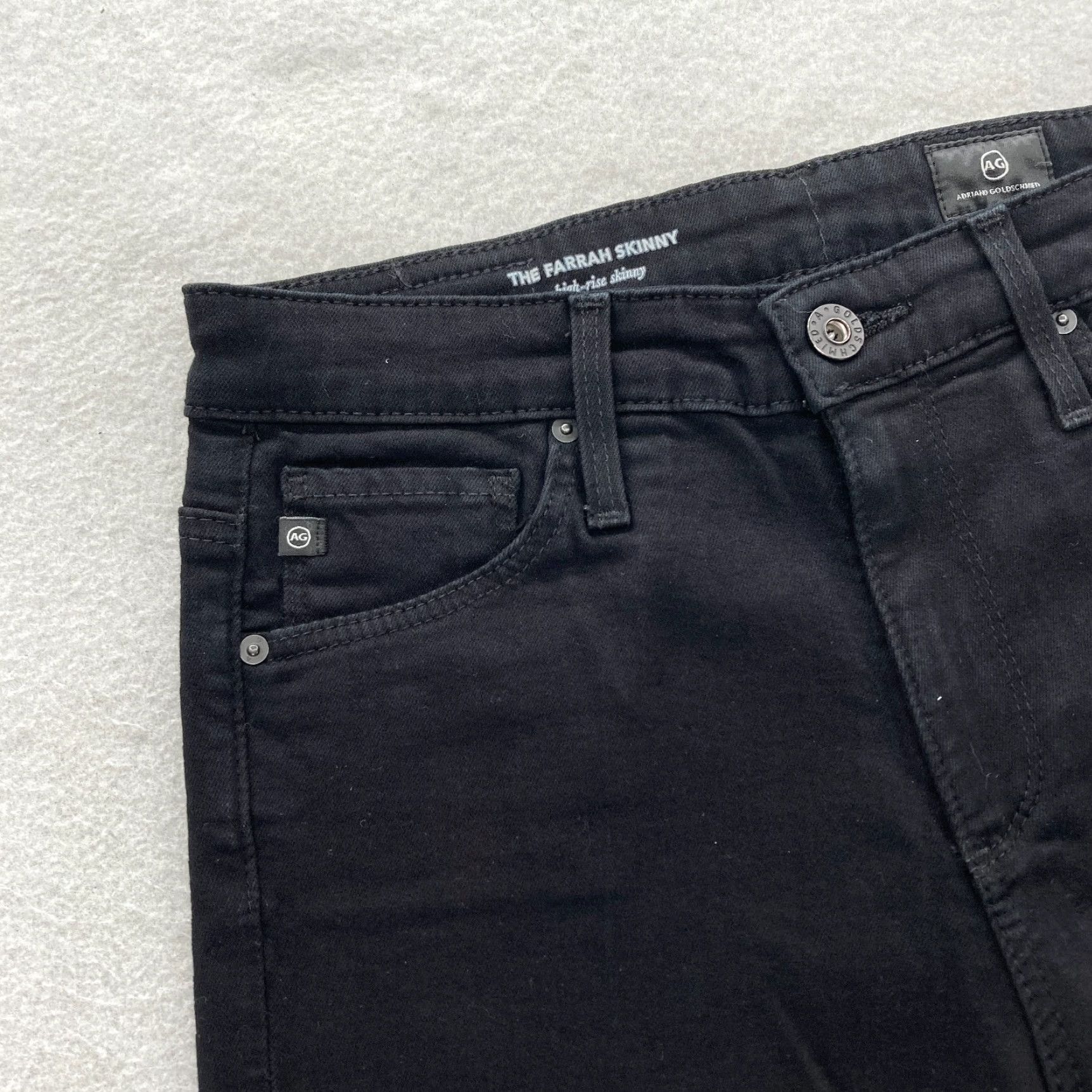 Farah AG Adriano Goldschmied The Farrah Skinny Ankle Women's 25 Black Stretch Denim Jeans Size ONE SIZE - 3 Thumbnail
