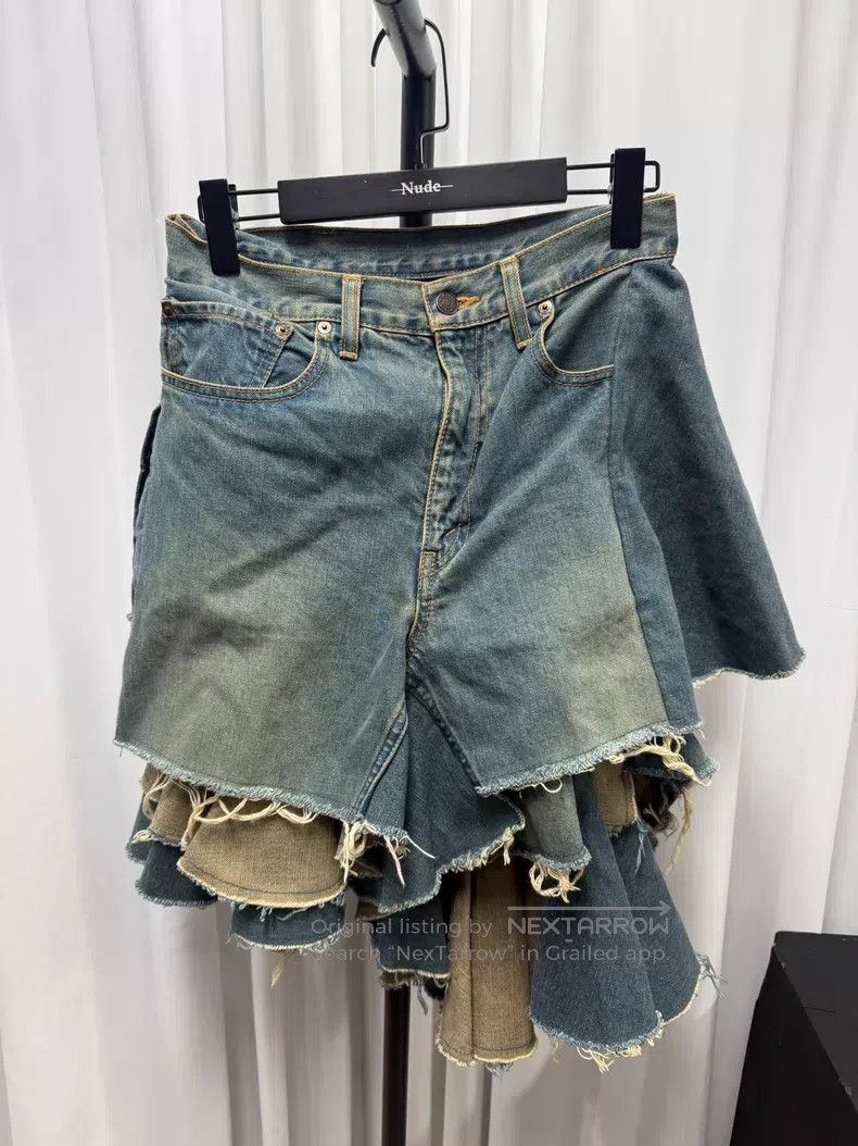 Junya Watanabe JUNYA WATANABE size M Ruffled Washed Denim Heavy Duty Skirt Size 25" / US 0 / IT 36 - 1 Thumbnail