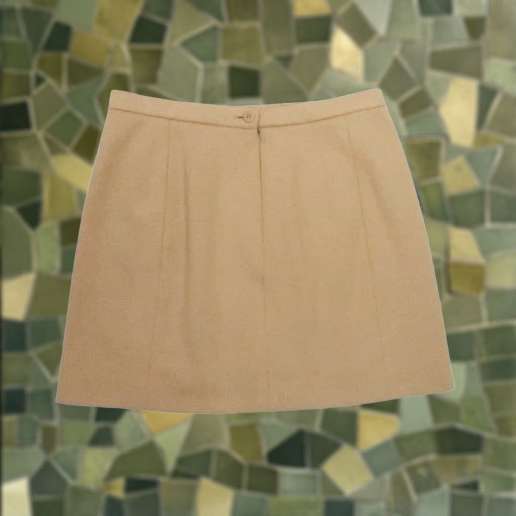 Bcbgmaxazria VINTAGE 90s BCBGMAXAZRIA Camel Tan Mini Skirt 6 Women Short Zip Back Front Slit Workwear party Casual fallspringwinter Size 28" / US 6 / IT 42 - 1 Thumbnail