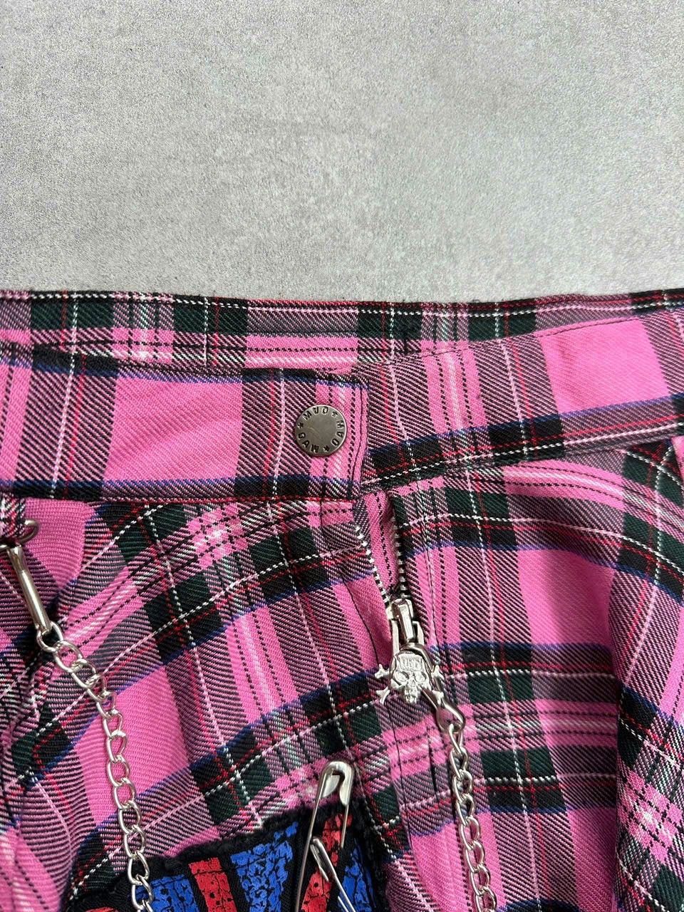 If Six Was Nine × Japanese Brand 2000s Mad Punk Plaid Patches Skirt Size 26" / US 2 / IT 38 - 9 Thumbnail
