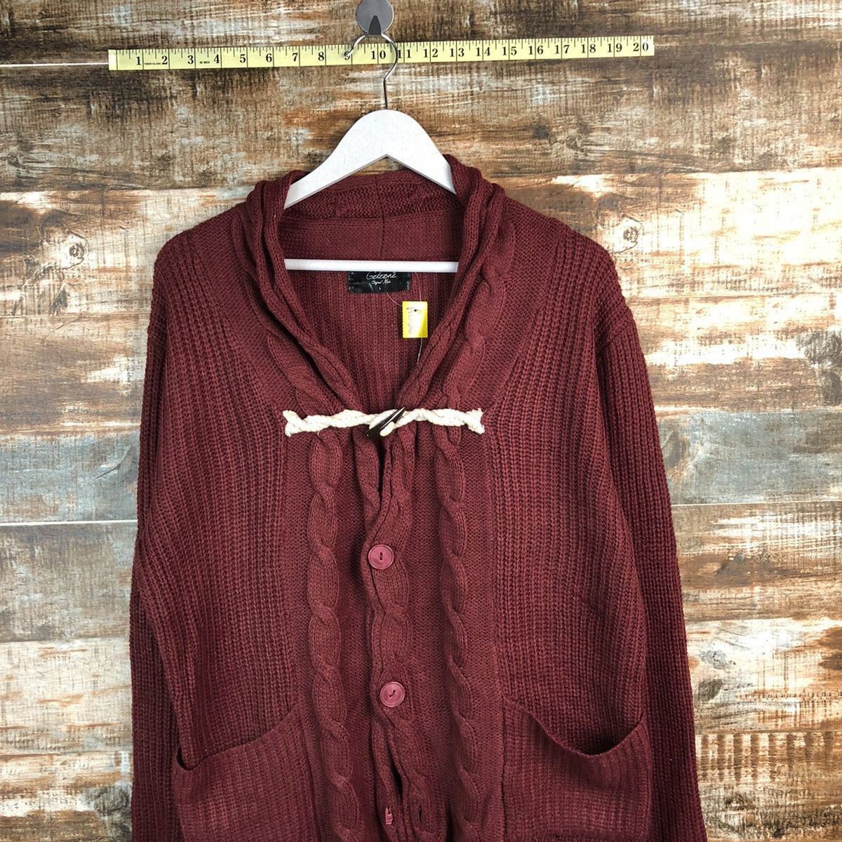 Japanese Brand Geleone original made Maroon Cardigan Knitwear #A1256 Size US L / EU 52-54 / 3 - 2 Thumbnail