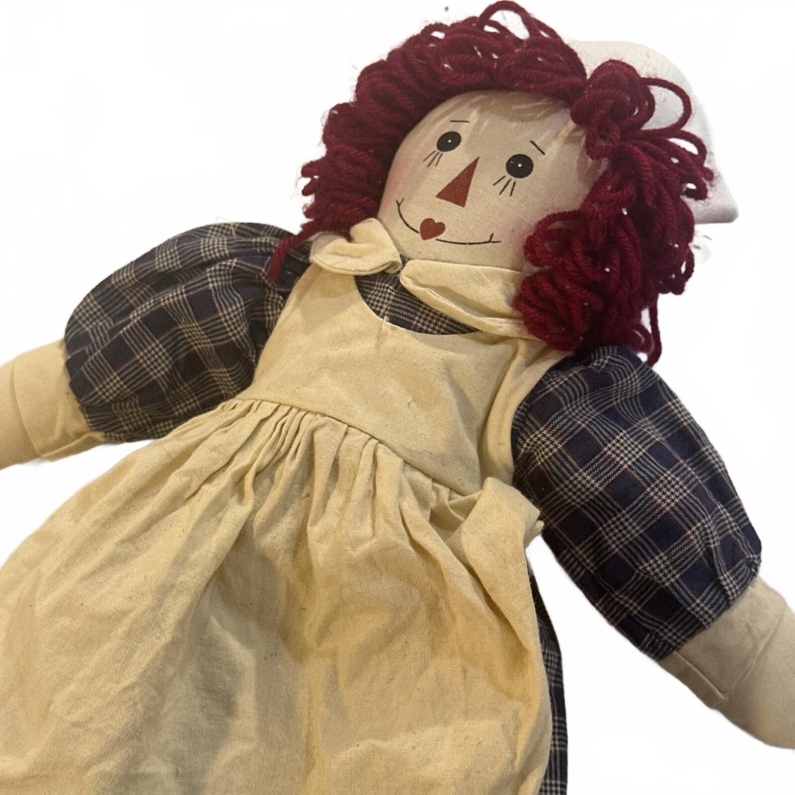 Other Handmade Raggedy Ann Vintage 19” Doll Yarn Hair & Tied Shoes Size ONE SIZE - 3 Thumbnail