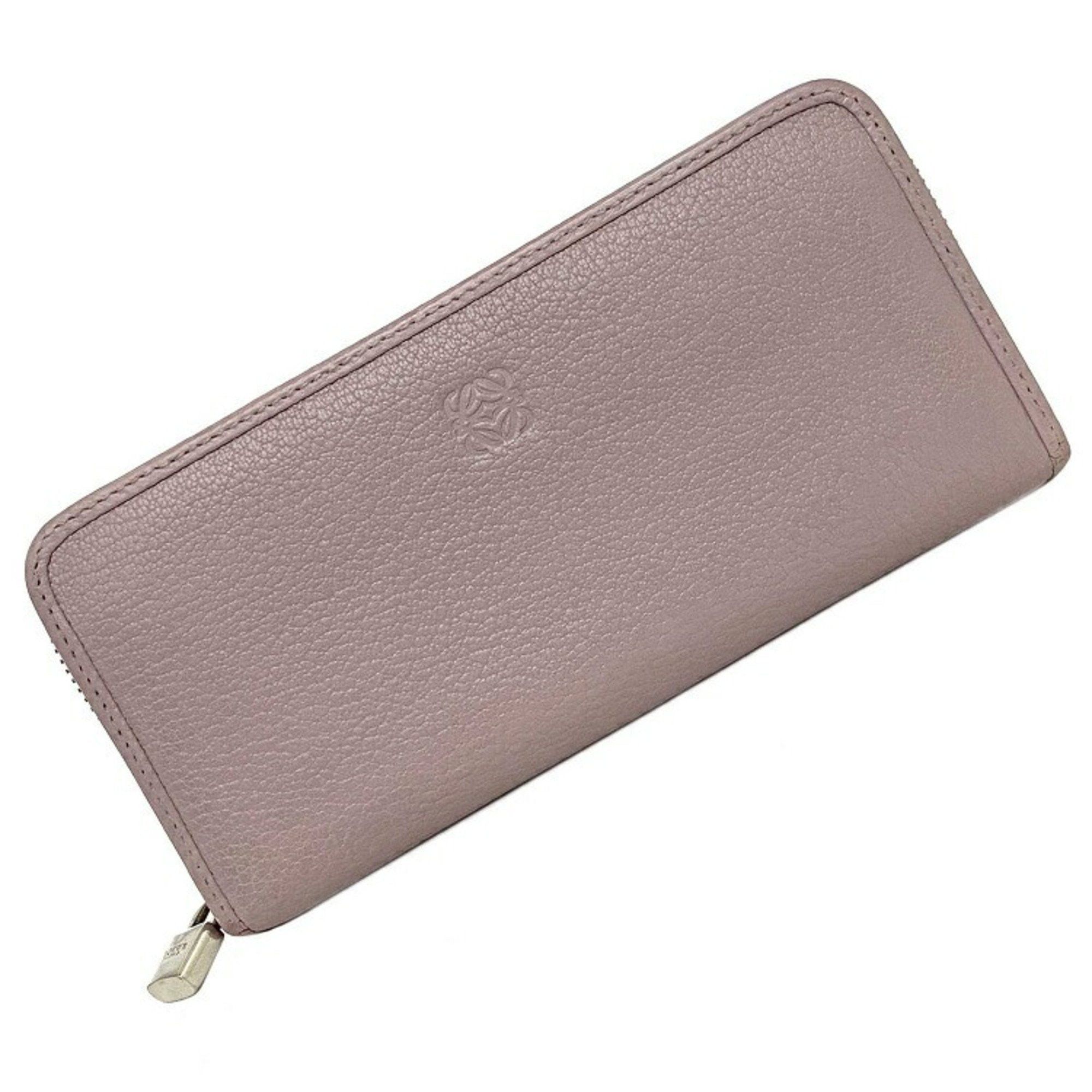 image of Loewe Round Long Wallet Light Purple Anagram Leather Loewe Women's in Black