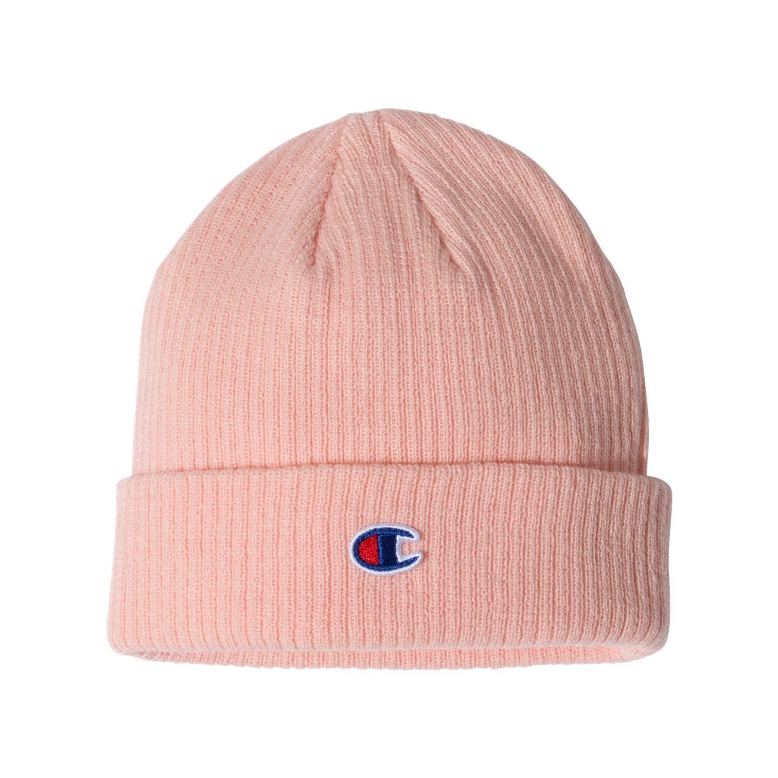 Champion Champion unisex Ribbed Cuffed Beanie Knit Hat 7" Light Pink Size ONE SIZE - 1 Preview