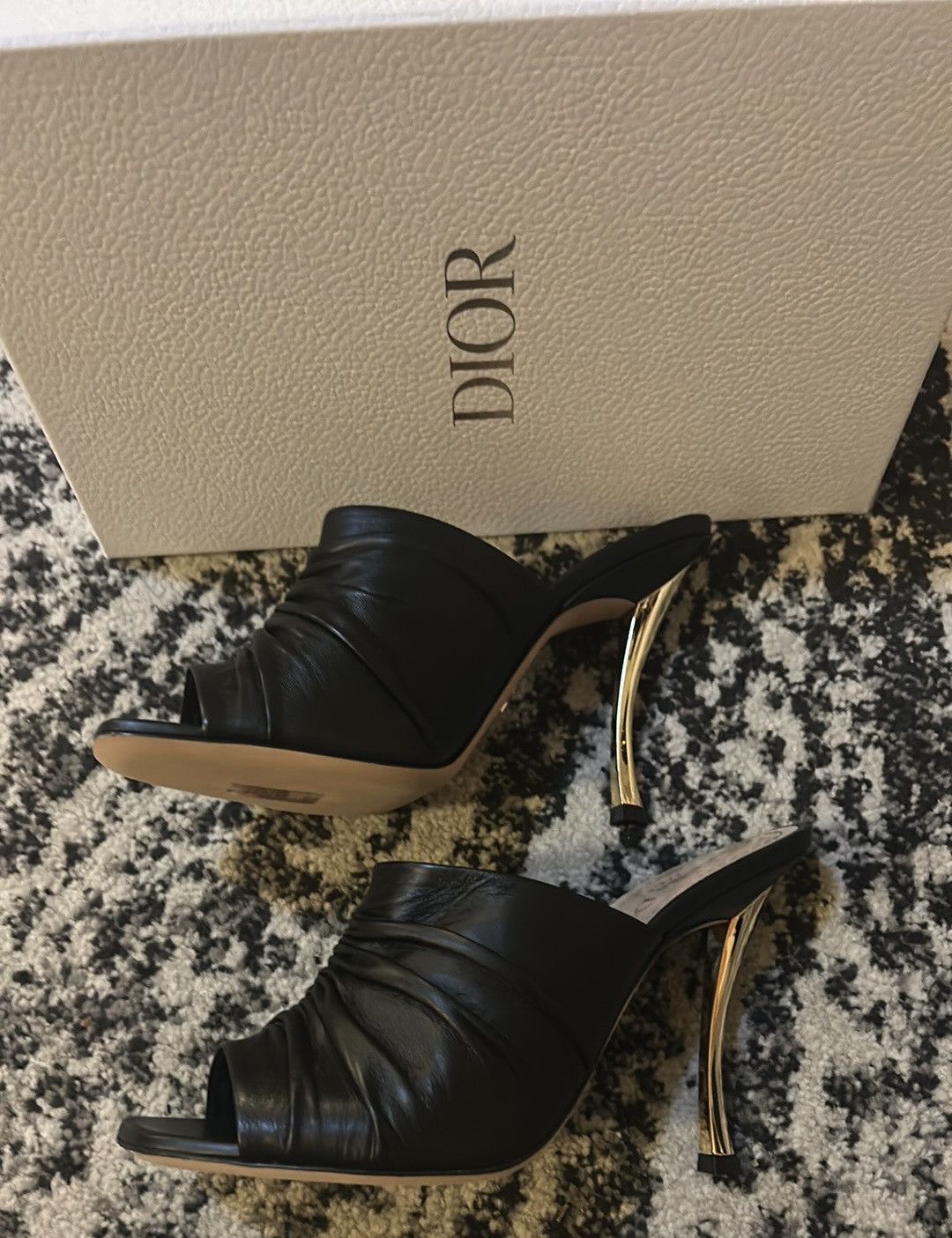 Dior Christian Dior D-Fame Heeled Sandal Black Pleated Lambskin Size US 10 / IT 40 - 8 Thumbnail