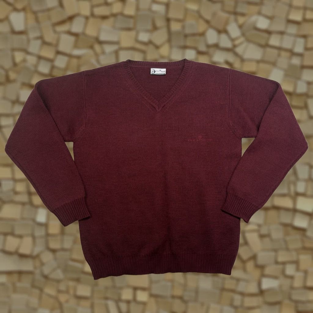 Sergio Tacchini VINTAGE Sergio Tacchini Men’s S Sweater V-neck Burgundy Merino Wool Blend Jumper Size US S / EU 44-46 / 1 - 1 Thumbnail
