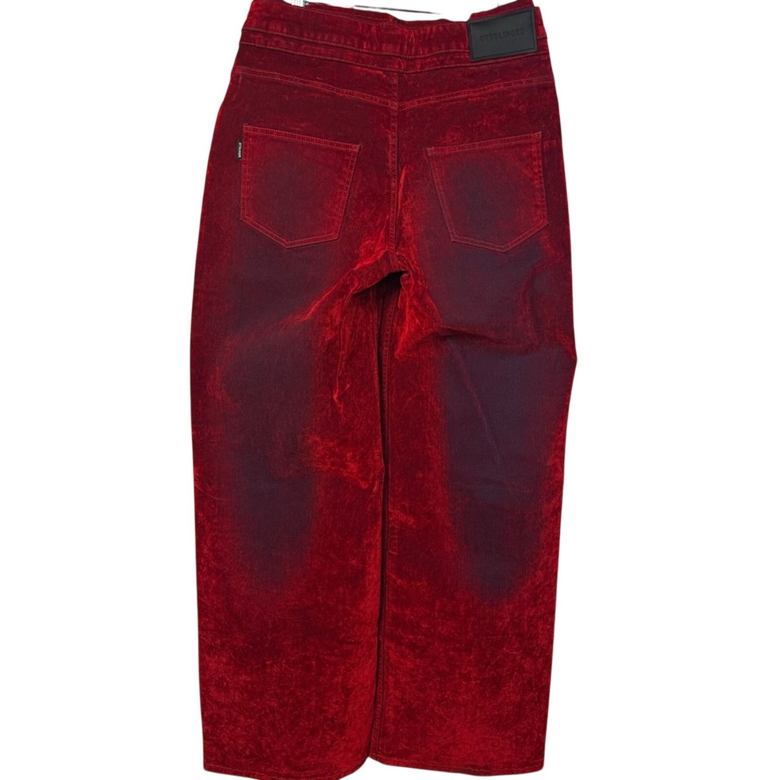 Ottolinger Red Velvet Double Fold Wide leg Jeans size L Unisex Cotton Size 32" / US 10 / IT 46 - 5 Thumbnail