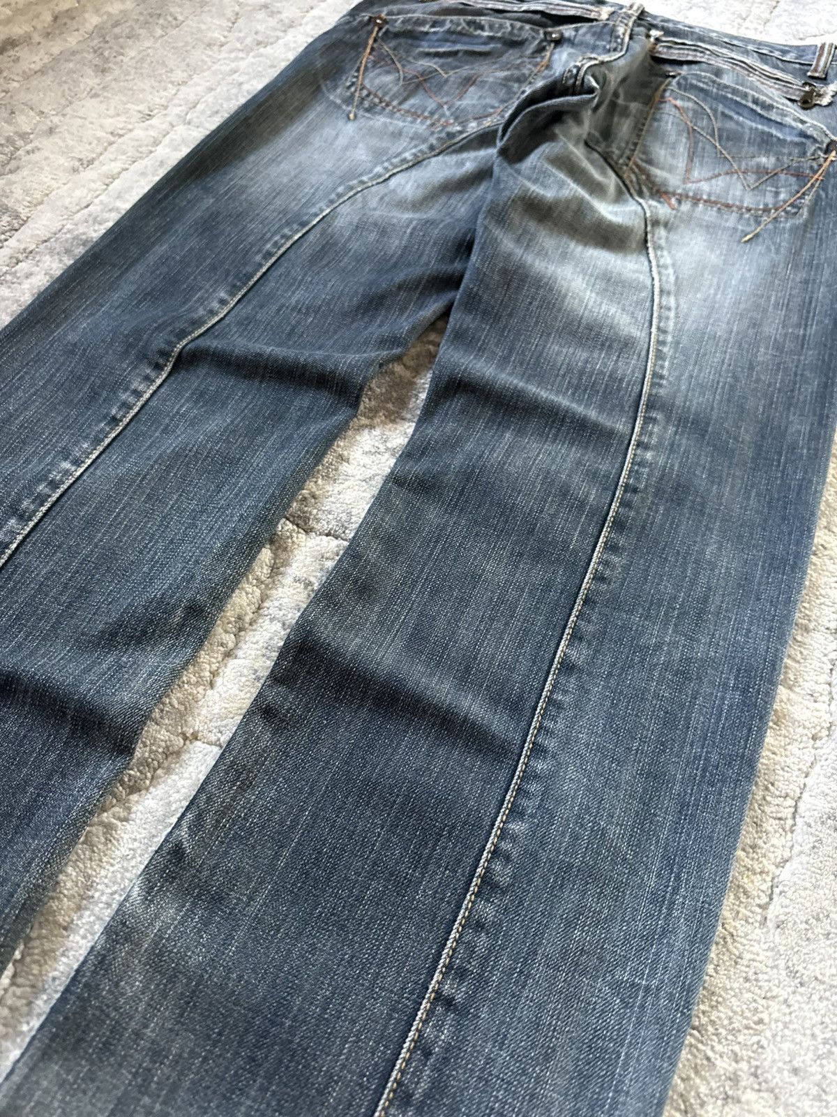 If Six Was Nine Ikka Japan Paneled Cut & Sew Claw Mark Fade Wash Jeans Size US 32 / EU 48 - 20 Thumbnail