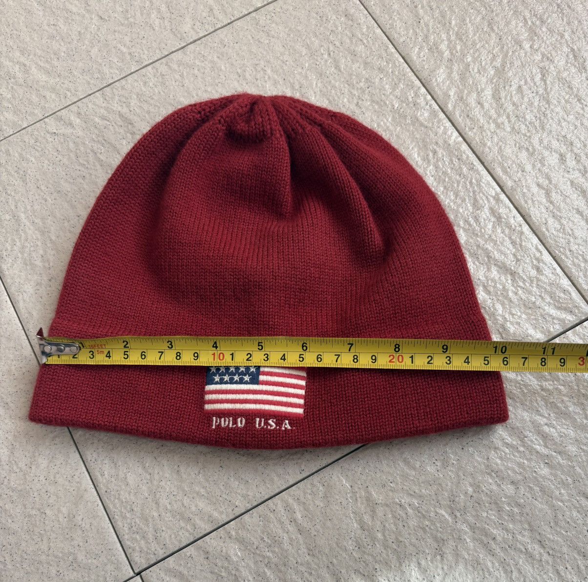 Polo Ralph Lauren Vintage 90s Polo Ralph Lauren USA Flag Beanie Red Knit Hat Size ONE SIZE - 10 Thumbnail