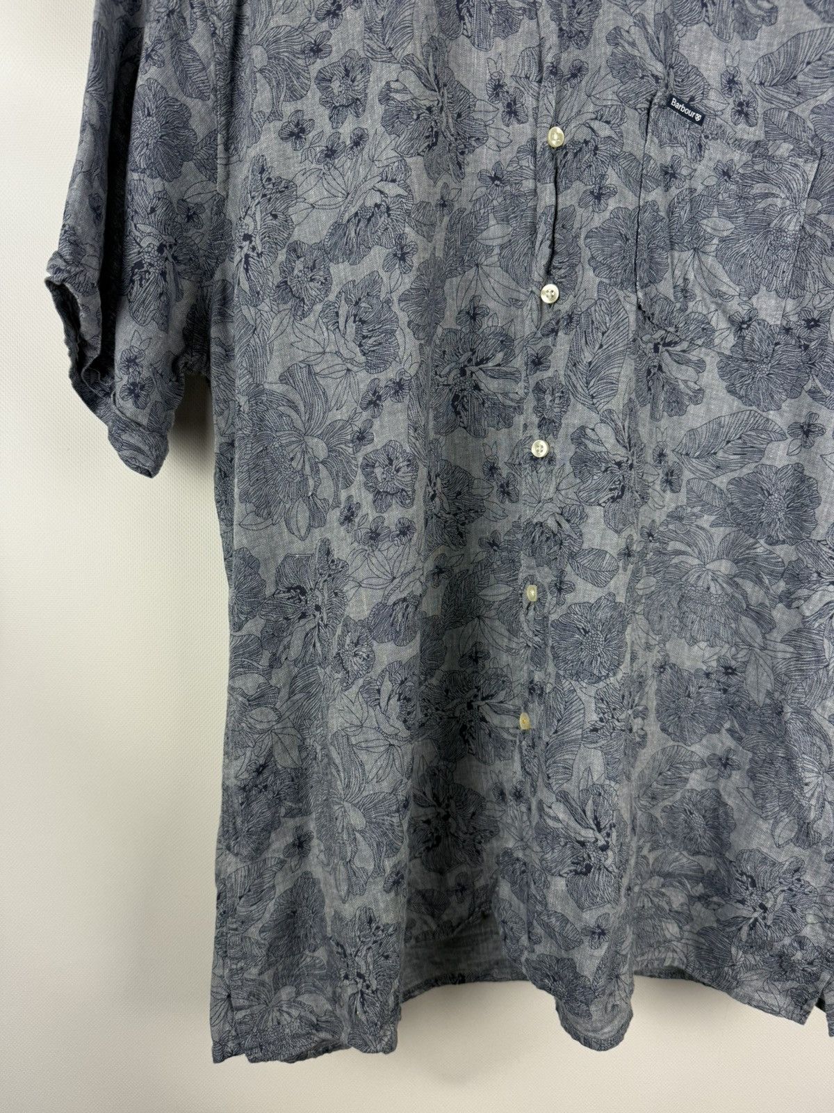 Barbour Barbour Lyocell Linen Overprinted Button Up Hawaiian Shirt Size US XL / EU 56 / 4 - 7 Thumbnail