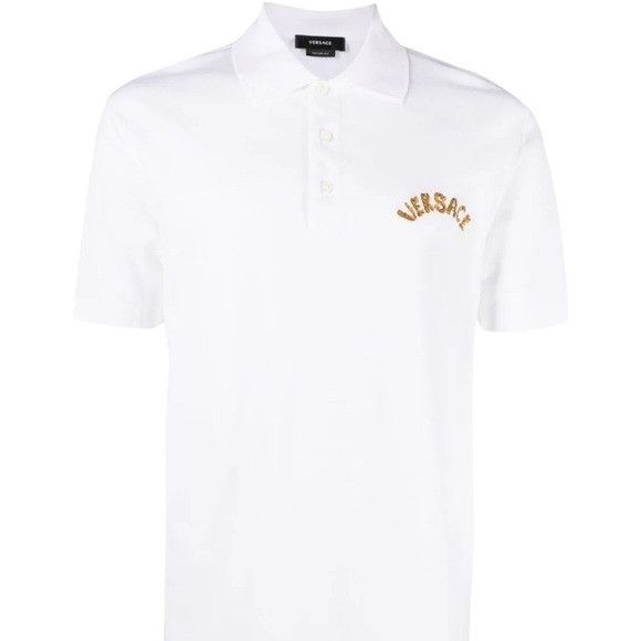 Versace Versace Seashell Baroque-Logo Polo Shirt White Gold Men’s La Size US L / EU 52-54 / 3 - 1 Thumbnail