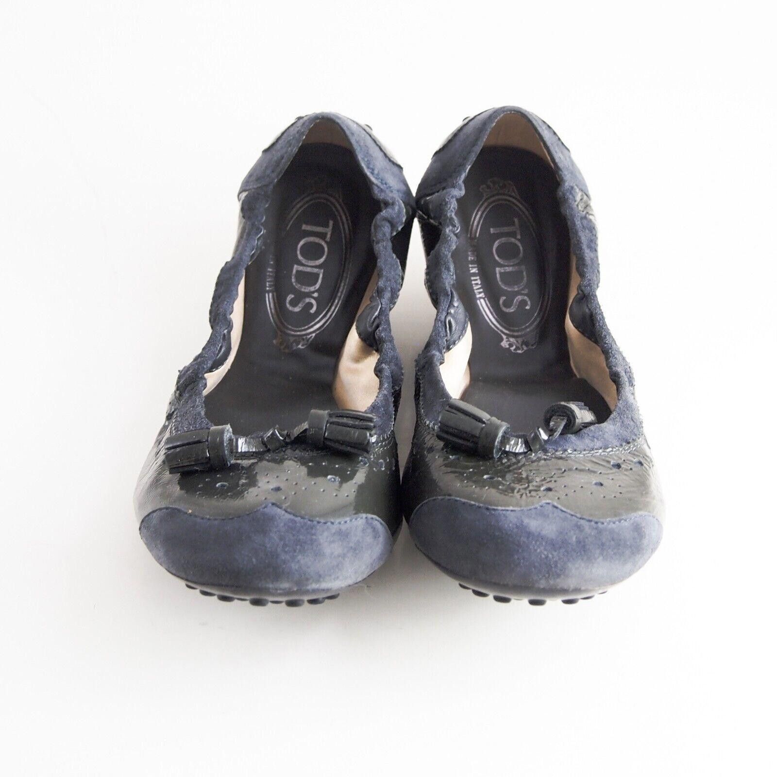 Tod's Tod's Tasseled Flats Blue Suede Gray Pat Leather EU 38 US 8 Size US 8 / IT 38 - 5 Thumbnail