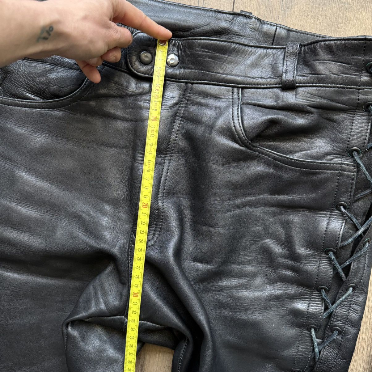 Genuine Leather × Harley Davidson × Vintage Crazy Heavyweight Leather Lace Up Motorcycle Pants Vintage Size US 37 - 13 Thumbnail