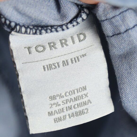 Torrid Torrid Drawstring Waist Romper - Denim Style Plus Size 2X Size 42" / US 20 - 7 Thumbnail