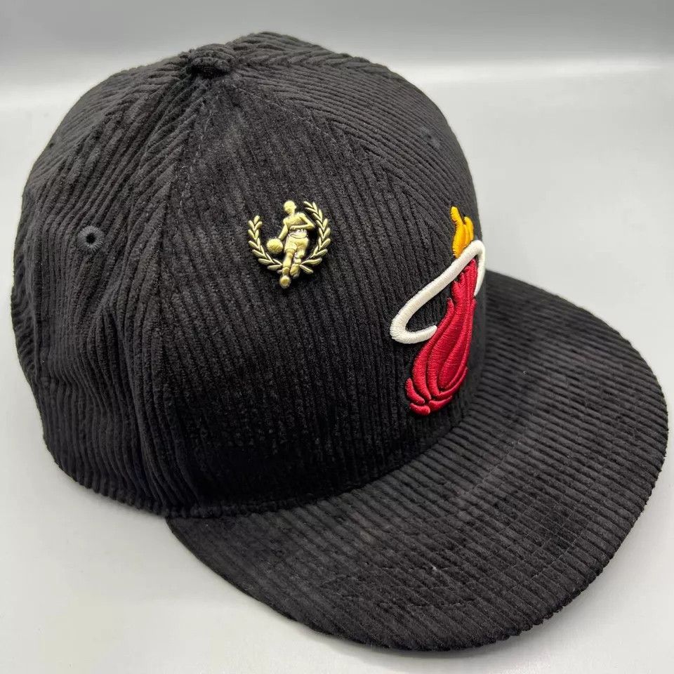 New Era Miami Heat Hat Men 7 1/2 Corduroy 59Fifty New Era Fitted Cap Size ONE SIZE - 3 Thumbnail