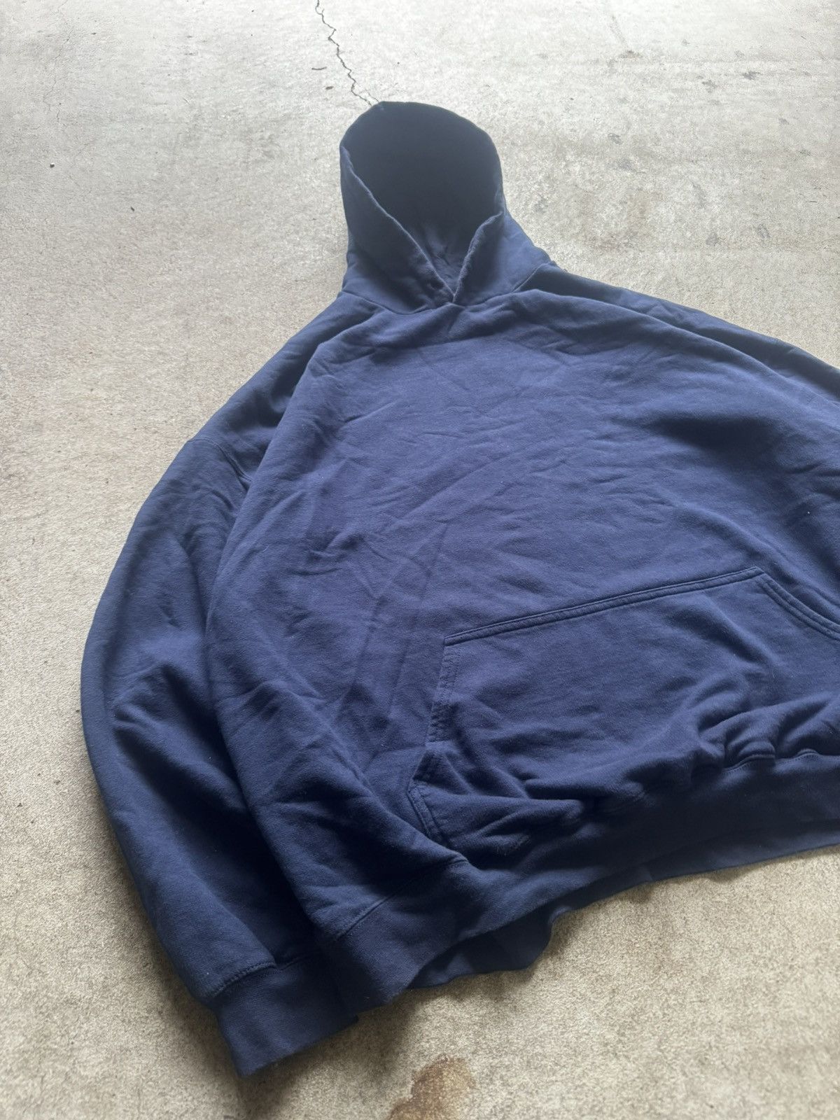 Vintage Boxy oversize blank navy blue hoodie Size US XXL / EU 58 / 5 - 3 Thumbnail