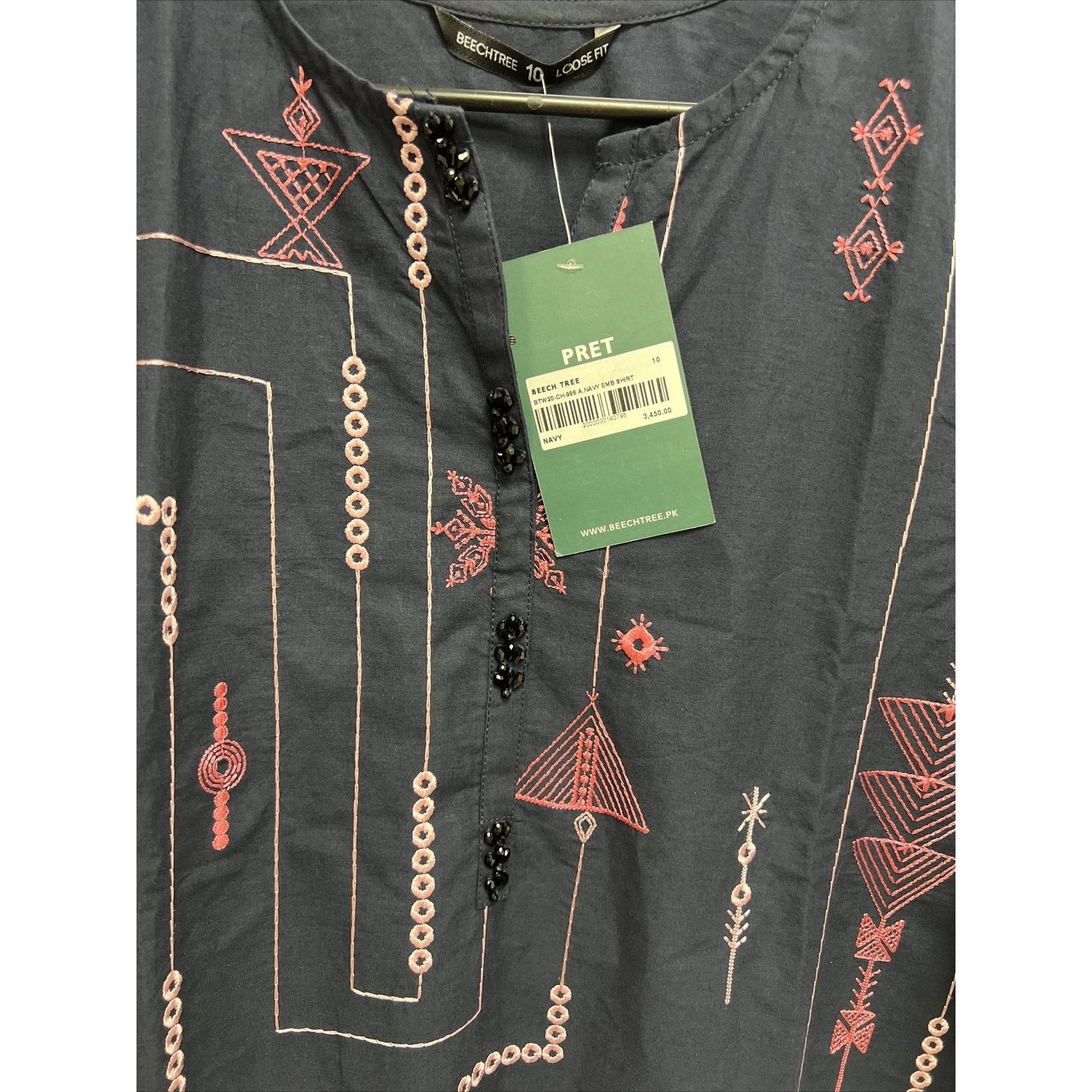 & Other Stories Beechtree Embroidered Shirt Navy Size 10 Women Dress A000651 Size L / US 10 / IT 46 - 9 Thumbnail