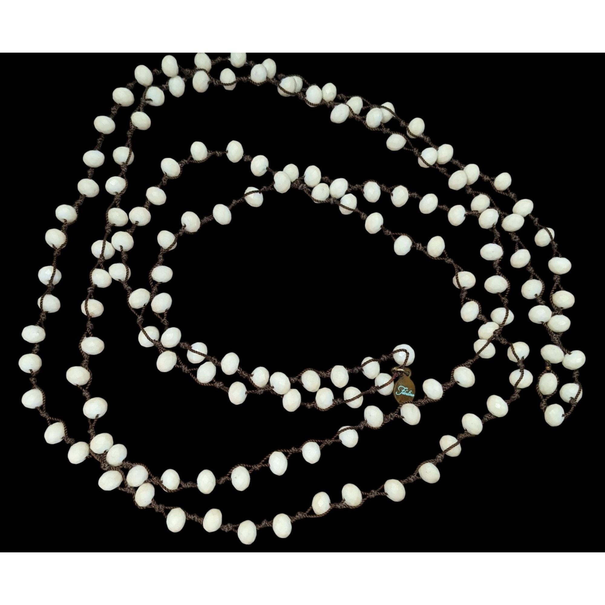 Other Fabulina White Faceted Glass Beaded Extra Long Necklace Size ONE SIZE - 1 Thumbnail