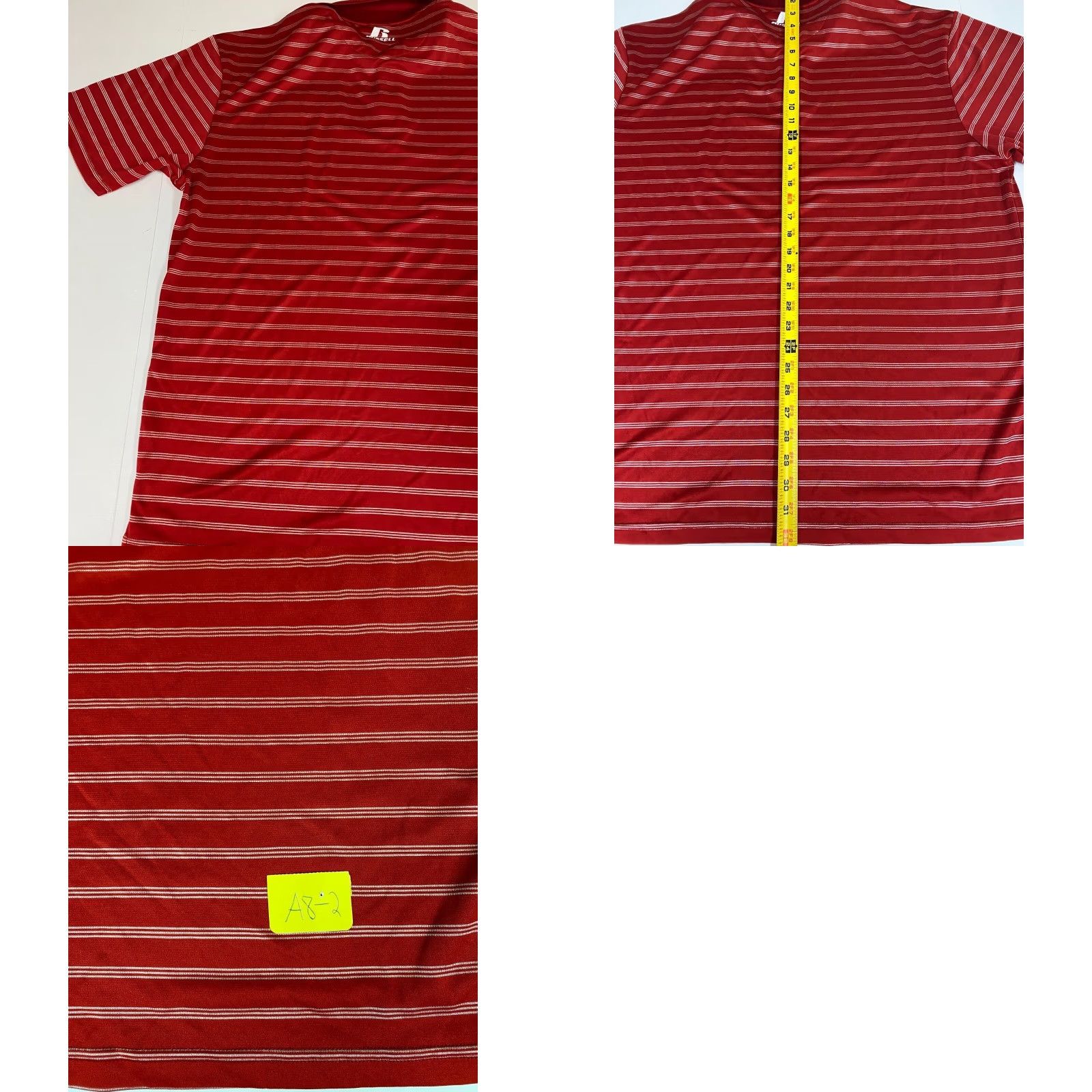 Vintage Russell Polo Shirt XL Red Striped Dri-Power Mens Short Sleeve Button-Down Collared 100% Cotton Sports Golf Breathable Athletic Logo Vintage No Size US XL / EU 56 / 4 - 8 Thumbnail