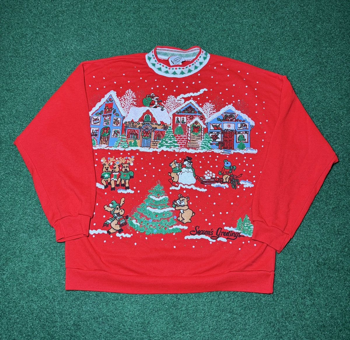 Vintage Vintage Seasons Greetings Christmas Medium Sweatshirt Size M / US 6-8 / IT 42-44 - 1 Thumbnail