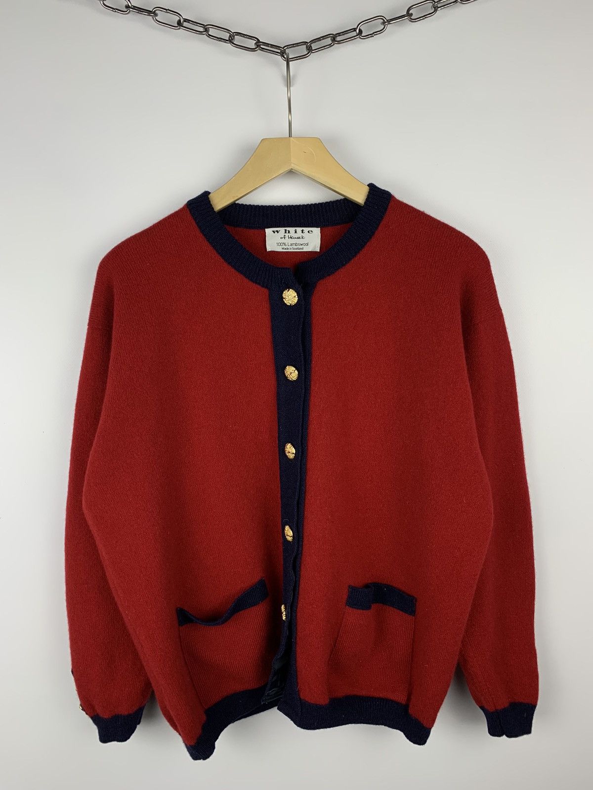 Designer Vintage White Of Hawick Wool Cardigan Buttons Women’s Size L Size L / US 10 / IT 46 - 1 Thumbnail