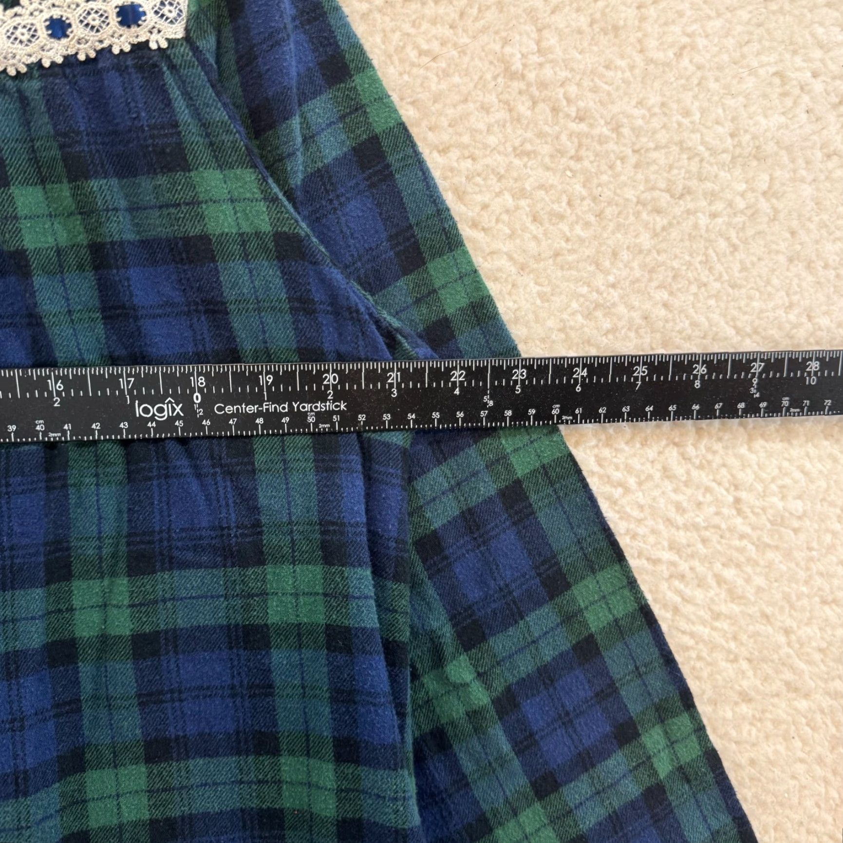 Vintage VINTAGE Y2K Night Gown Pajama Sleep Dress L Navy Green Plaid Cottagecore Celestial Dreams Cotton Slip Womens Size L / US 10 / IT 46 - 4 Thumbnail
