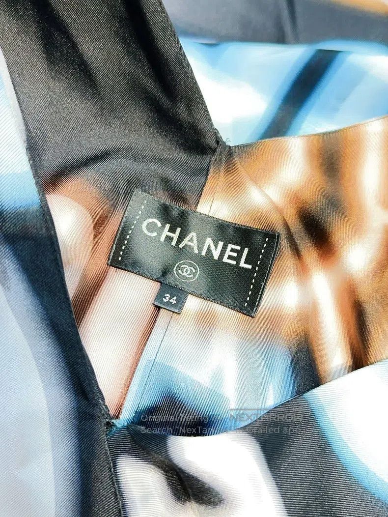 Chanel Chanel 21S blue and black letter printed silk dress Size XXS / US 00 / IT 34 - 6 Thumbnail