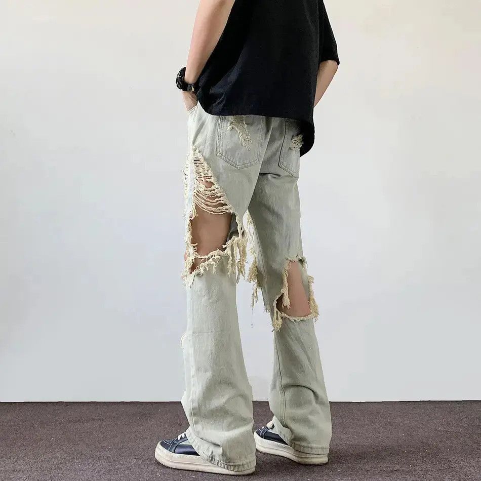 Japanese Brand Retro loose casual straight leg ripped jeans Size US 32 / EU 48 - 5 Thumbnail