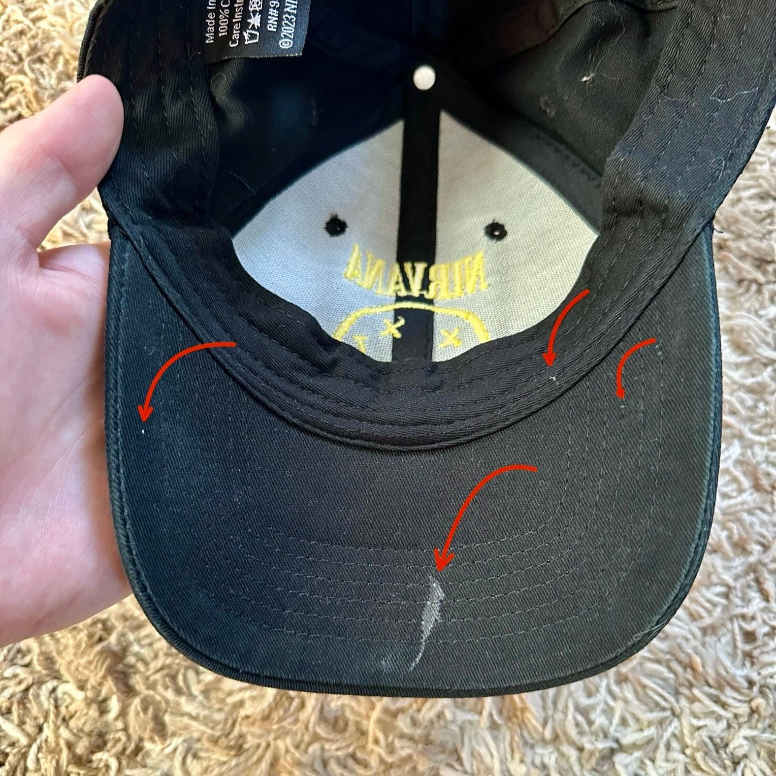 Nirvana Nirvana Baseball Cap Black Smiley Face Logo Licensed Rock Size ONE SIZE - 7 Thumbnail