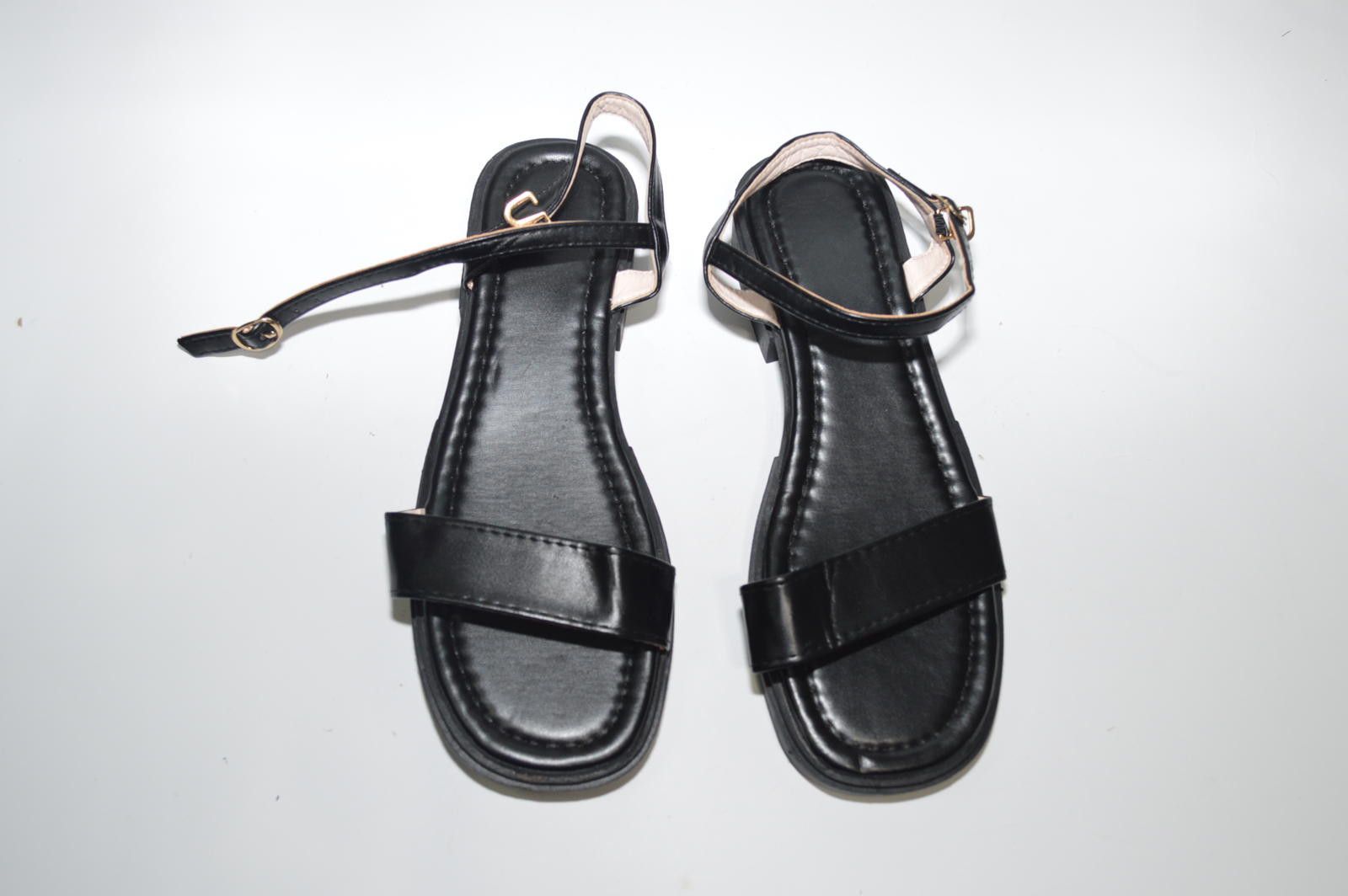 Designer Black Strappy Sandals with Cross-Strap Design (Size 40) Size ONE SIZE - 1 Thumbnail