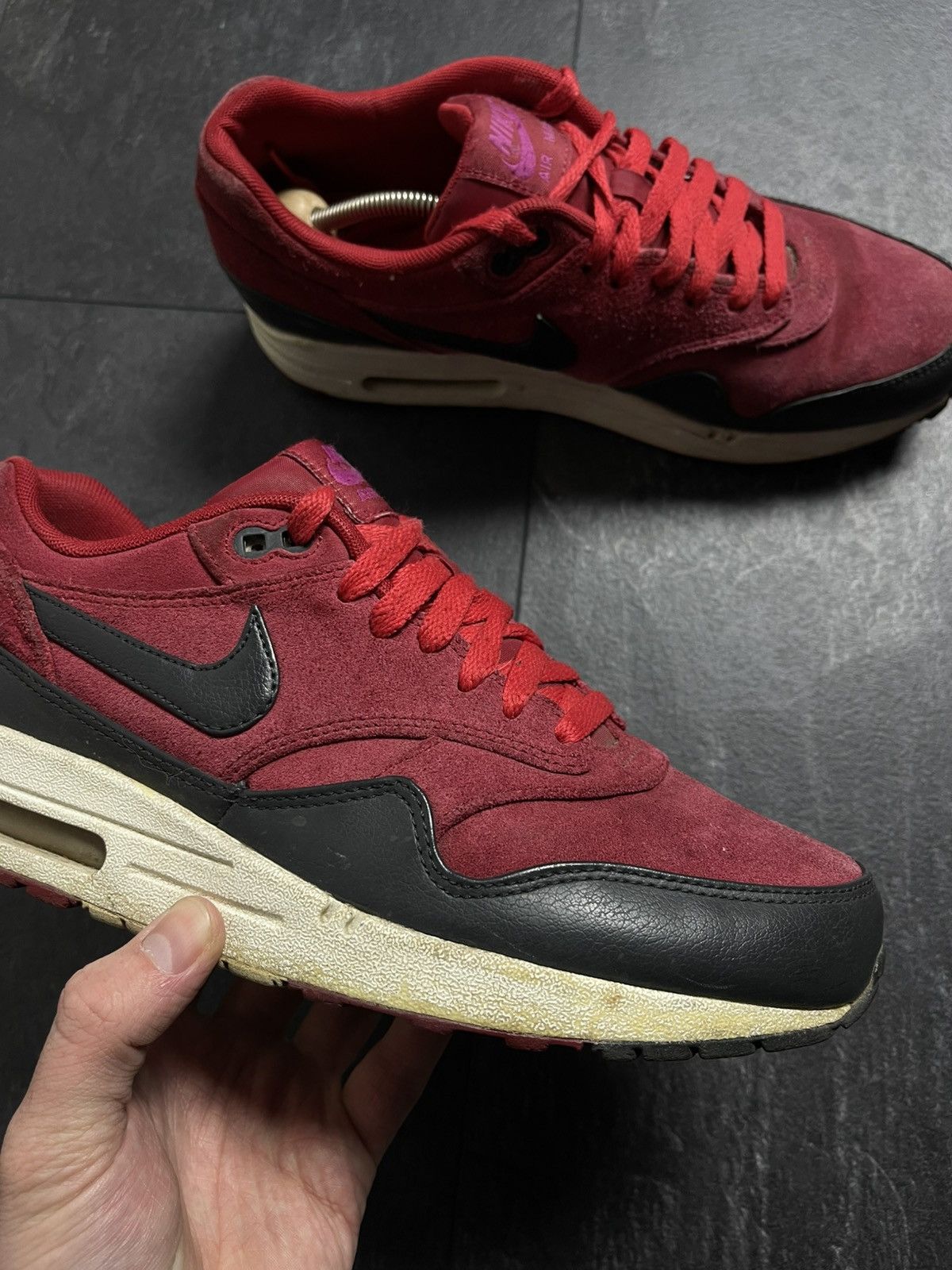Streetwear Nike Air Max 1 Premium Gym Red Anthracite Size US 8.5 / EU 41-42 - 3 Thumbnail