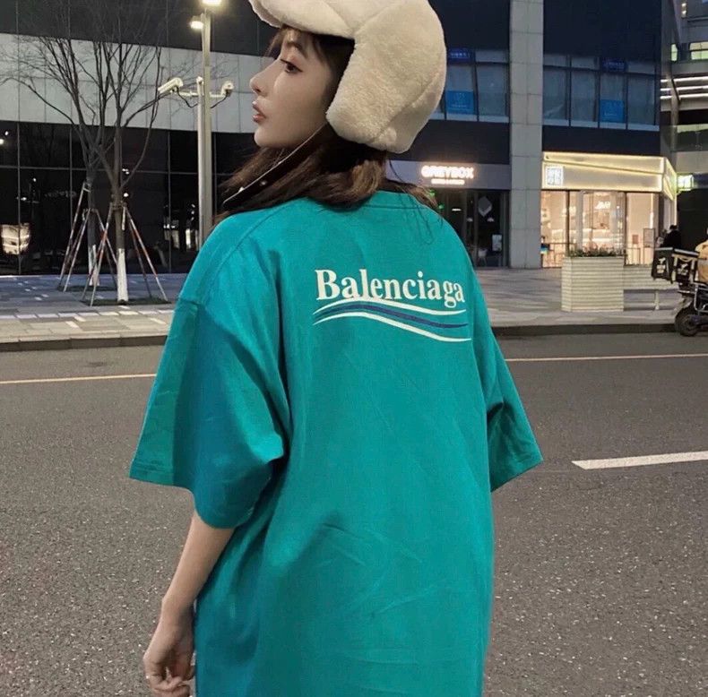 Balenciaga Balenciaga Lake green waves cola logo short sleeves Size US L / EU 52-54 / 3 - 8 Thumbnail