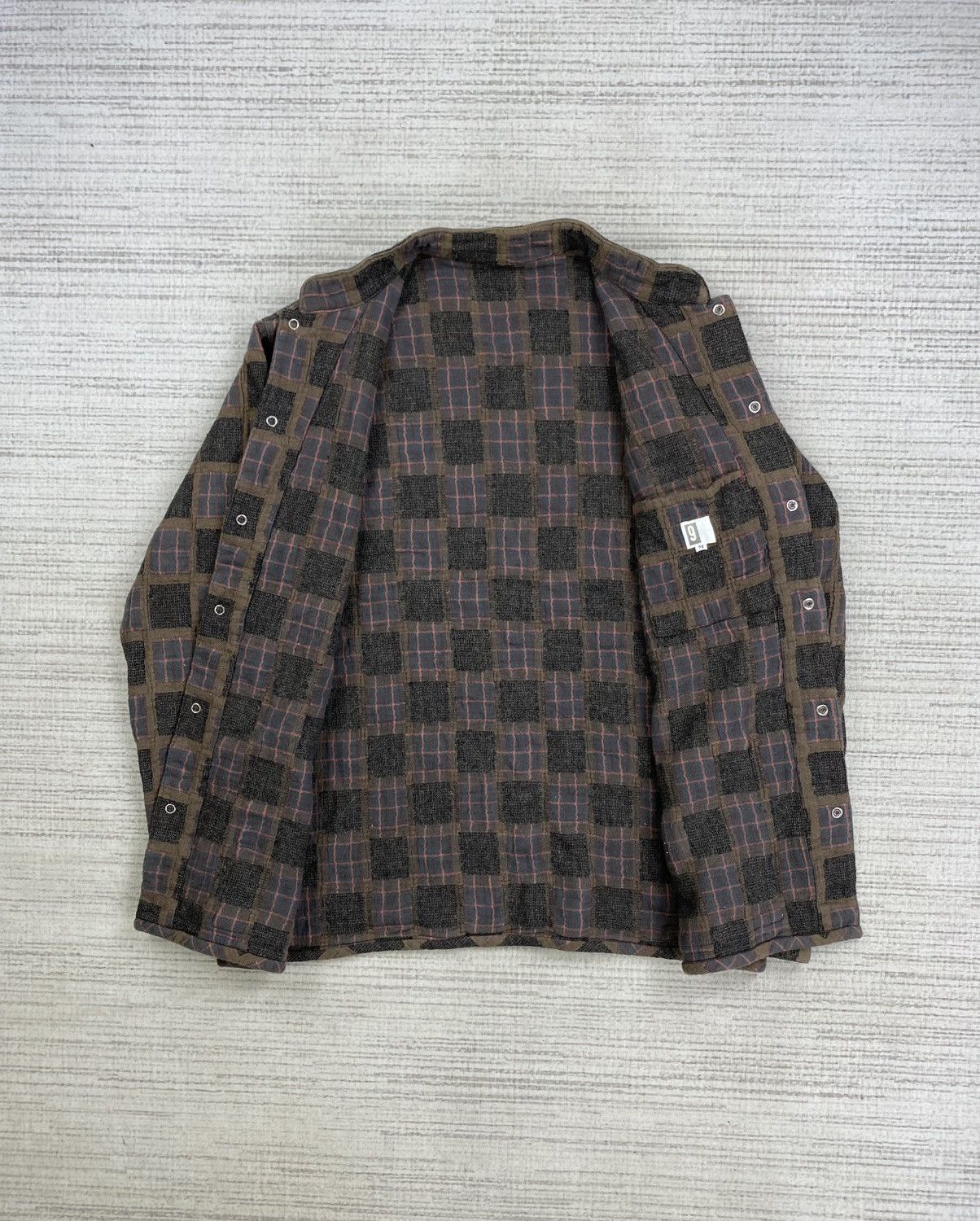 Issey Miyake × Japanese Brand Vintage Boston-Nine Patchwork Plaid Pattern Wool Jacket Size US M / EU 48-50 / 2 - 5 Thumbnail