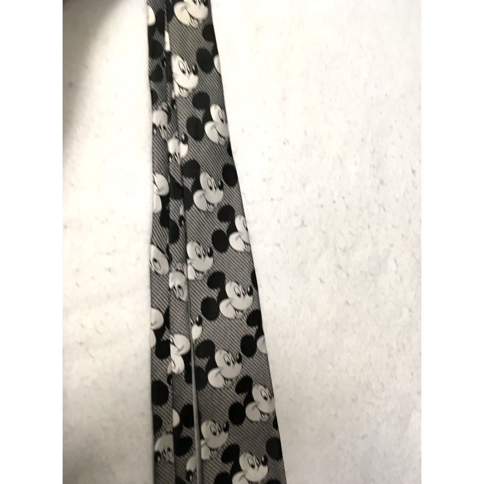 Vintage Disney Mickey Mouse Tie black white polysilk 3.5 Size ONE SIZE - 3 Thumbnail