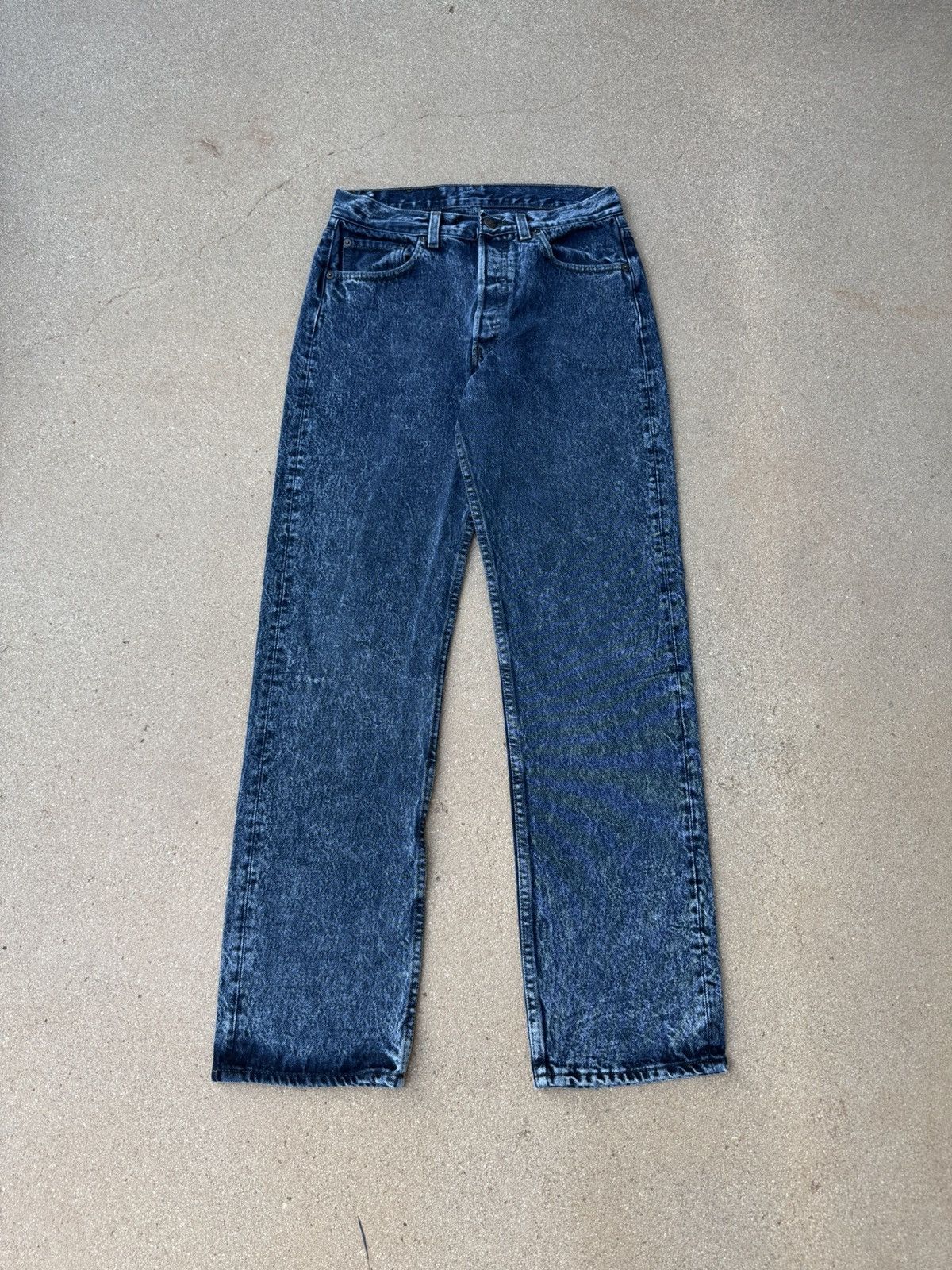 Levi's Vtg 80s Levi’s 501xx Buttonfly Black Acid Wash Jeans 29x30 Size US 29 - 1 Thumbnail