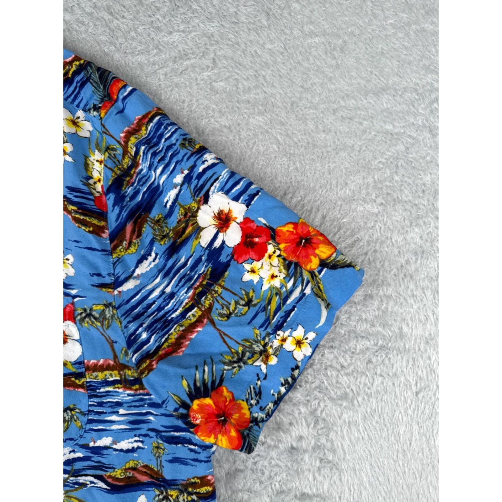 George George Mens Shirt 2XL Hawaiian Floral Short Sleeve Button-Up Blue Size US XXL / EU 58 / 5 - 2 Thumbnail
