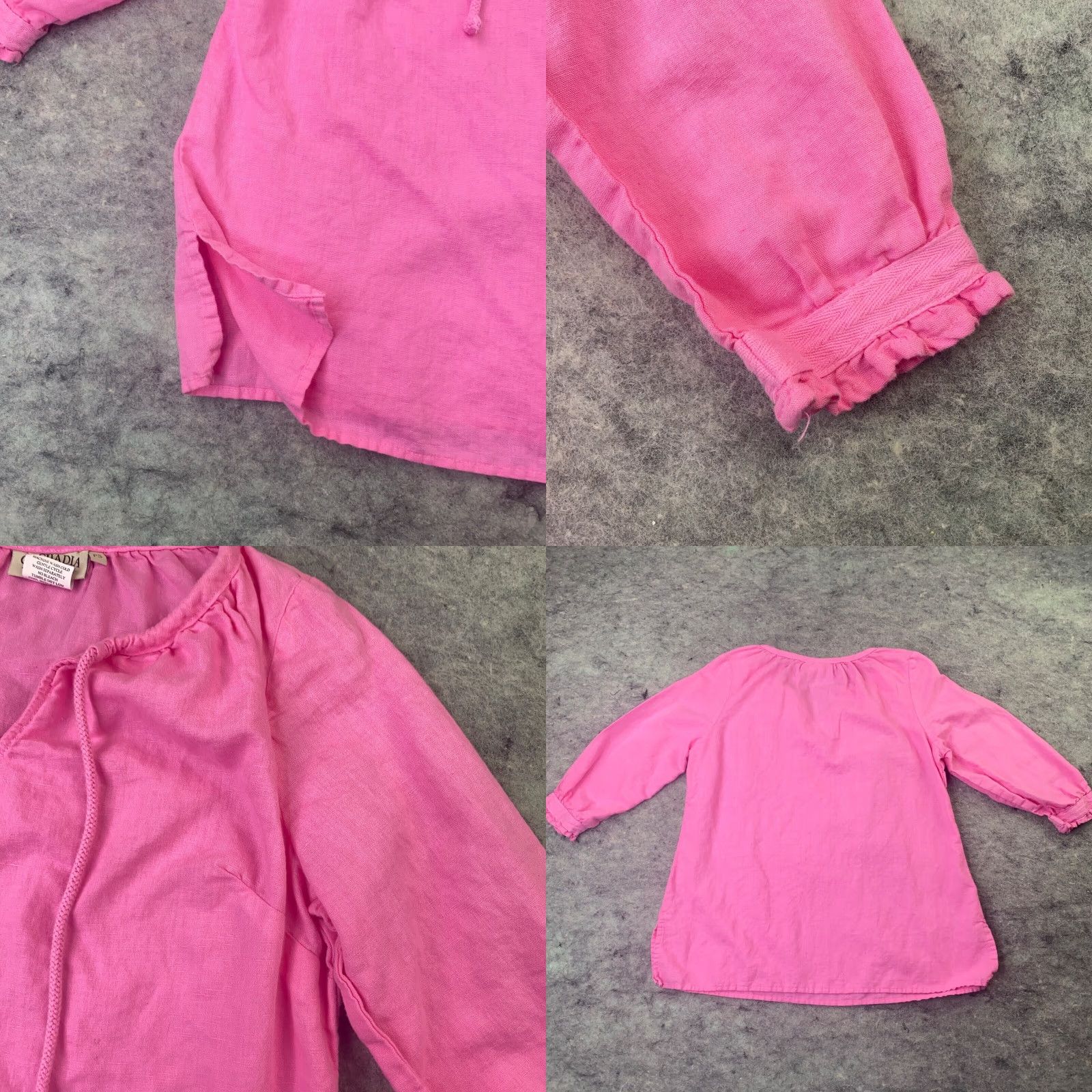 Ralph Lauren Orchadia Shirt Womens Petite Small Pink 3/4 Sleeve BOHO Peasant Top Flown Linen Size S / US 4 / IT 40 - 8 Thumbnail