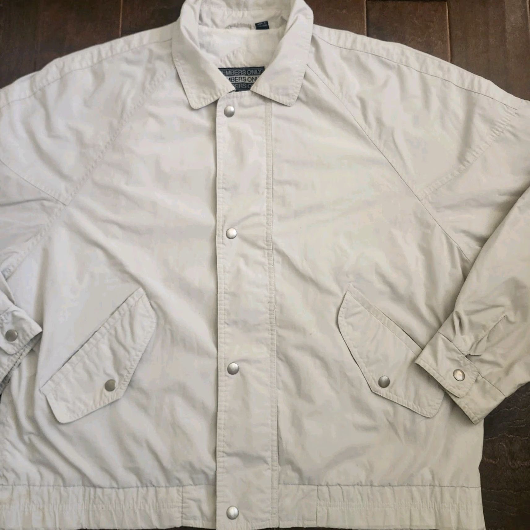Members Only Members Only Mens Bomber Jacket Size 44 Large Ivory Cream USA Vintage No Stains | Jacket | Polyester | Mens Size US S / EU 44-46 / 1 - 5 Thumbnail