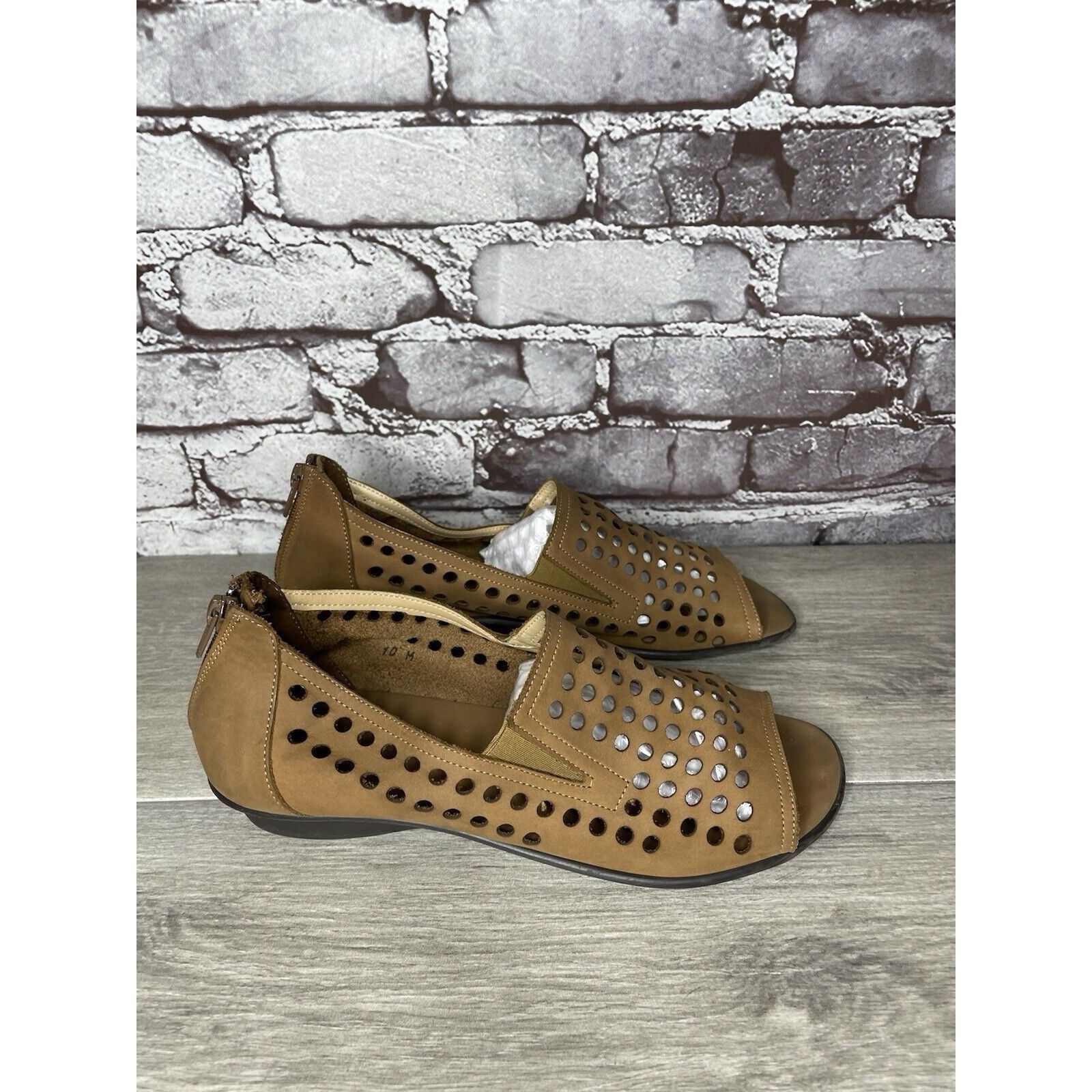 Other Sesto Meucci Evonne Brown Nubuck Perforated Open Toe Back Zi Size US 10 / IT 40 - 12 Thumbnail