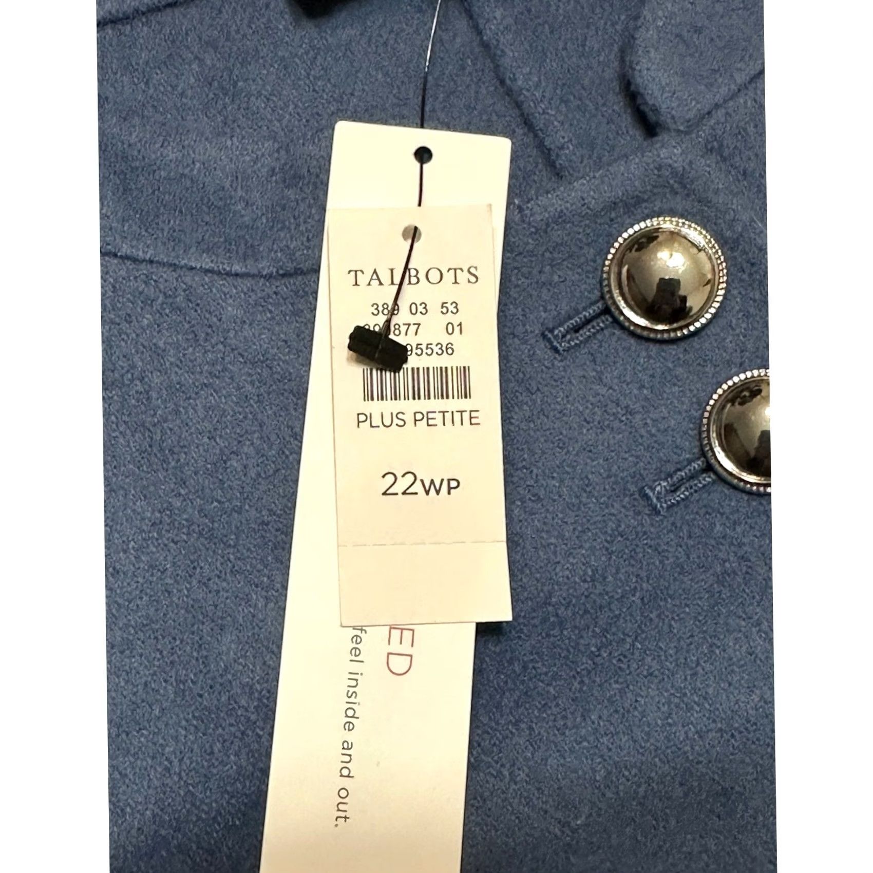 Talbots Talbots Plus Petite Double Faced Wool Blend Jacket Blue Button Front Sz 22WP Size 3XL / US 20-22 - 4 Thumbnail
