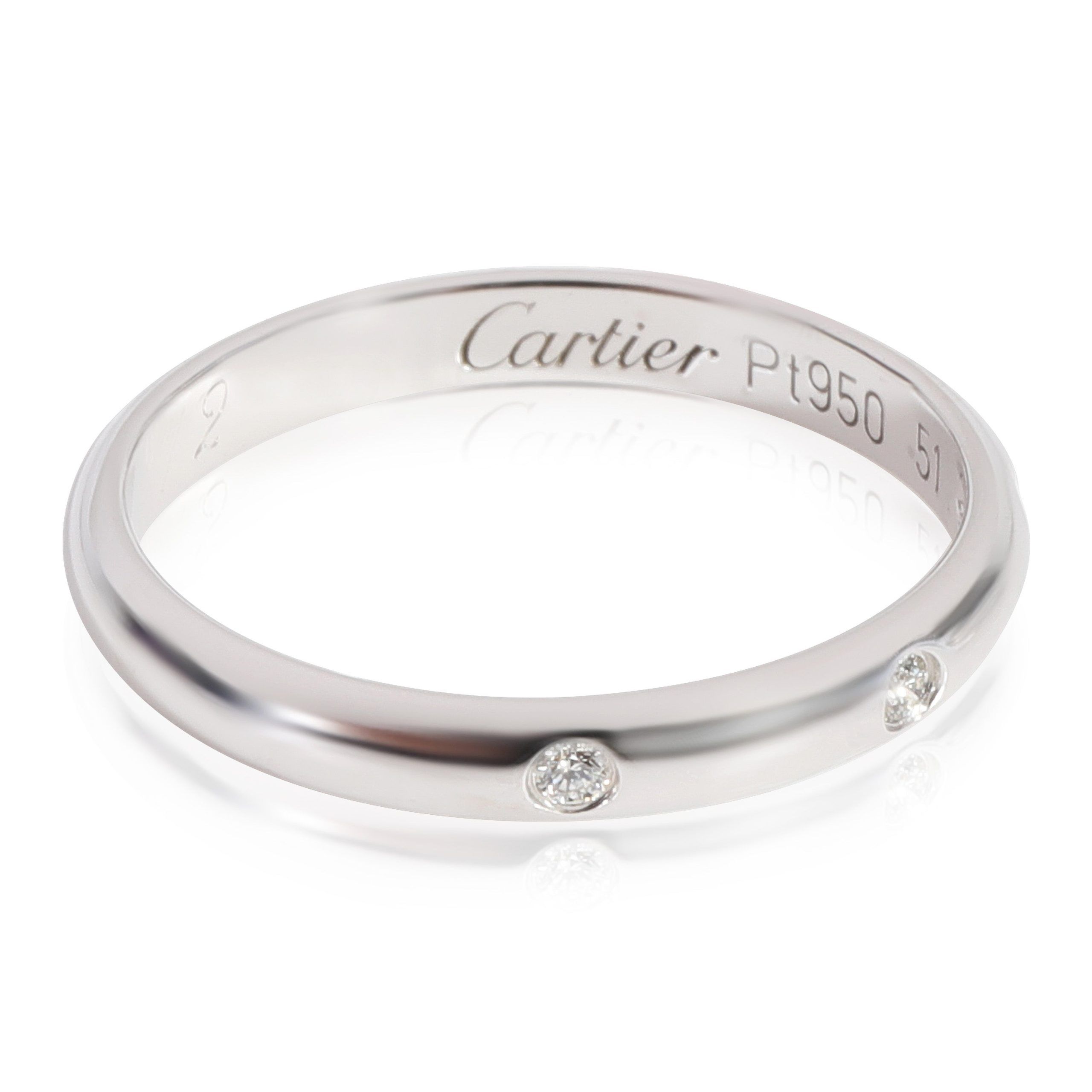 image of Cartier 1895 Diamond Wedding Band In Platinum 0.03 Ctw in Silver, Women's