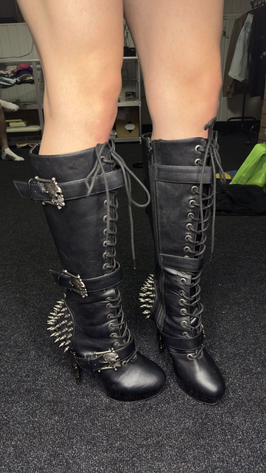 Demonia Cult Demonia Muerto Gothic Spiked Platform Boots Knee High Black Size US 10 / IT 40 - 16 Thumbnail