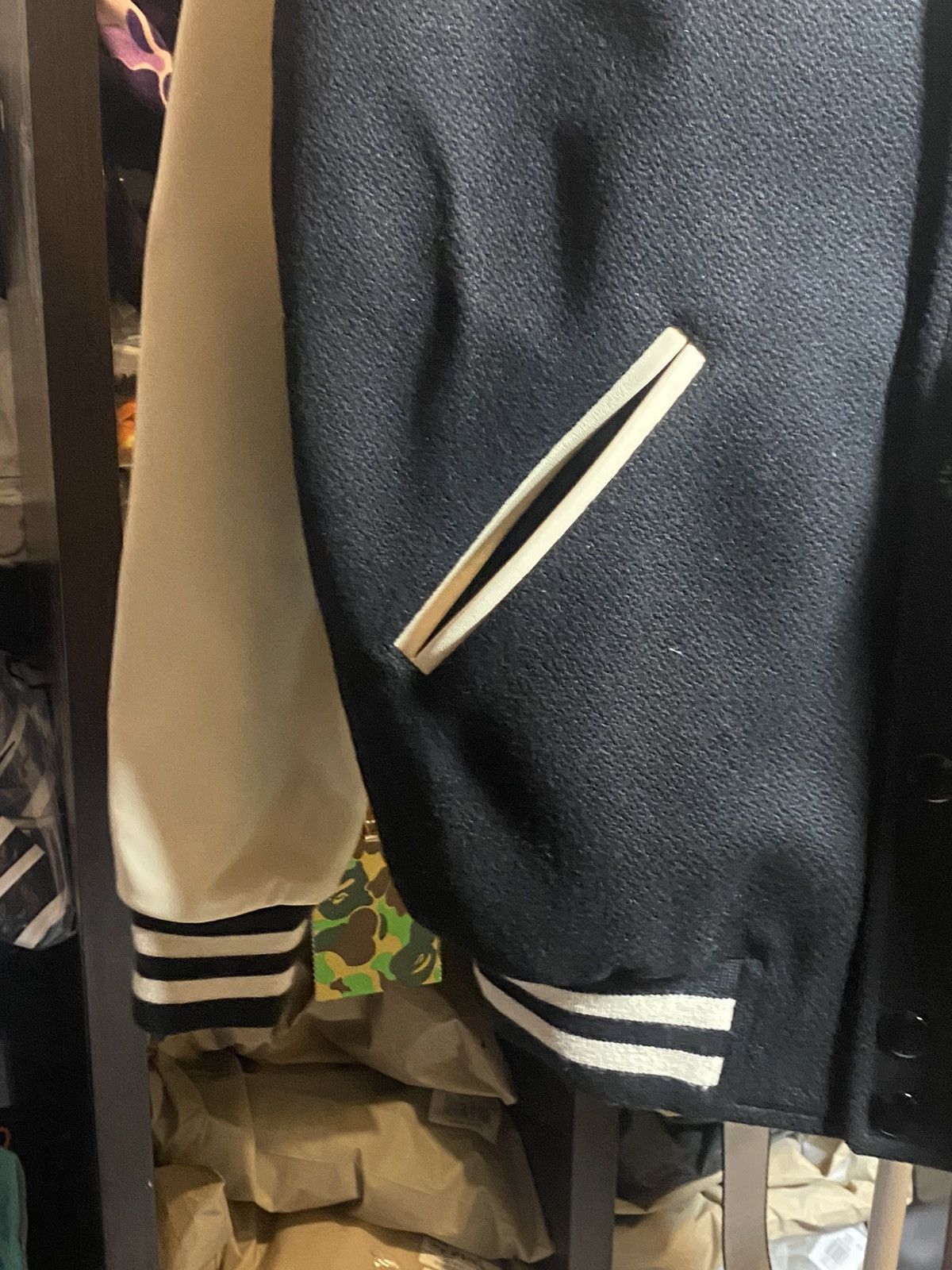Celine (52) CELINE Classic Teddy Varsity Jacket in Textured Wool Size US L / EU 52-54 / 3 - 8 Thumbnail