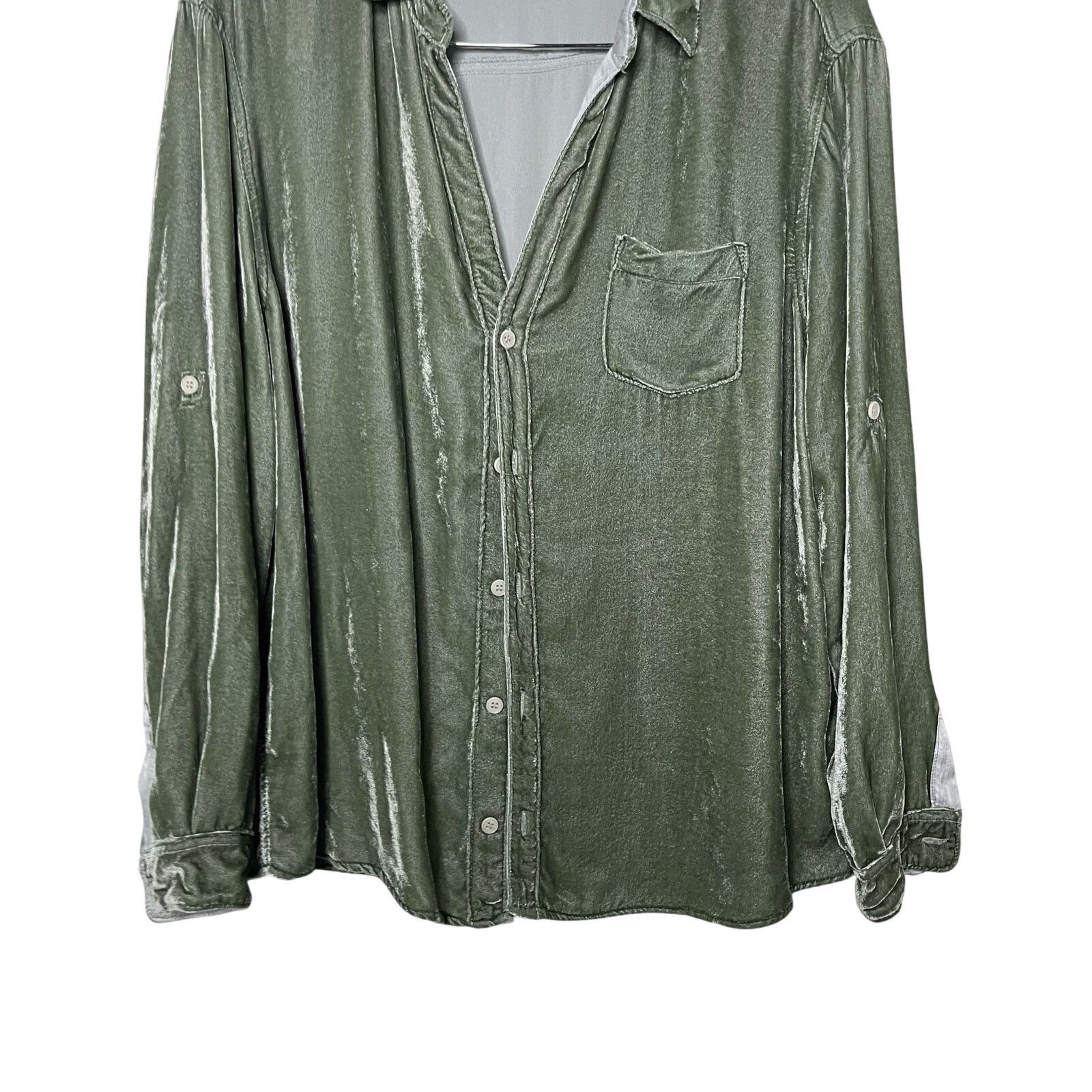 CP Shades CP Shades x Gorsuch The Alana Green Washed Velvet Button Up Size XL / US 12-14 / IT 48-50 - 4 Thumbnail