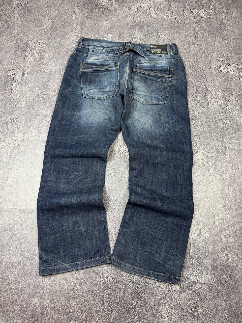 If Six Was Nine Y2K Crosshatch Faded Blue Straight Leg 2000s Grunge Denim Size US 36 / EU 52 - 2 Thumbnail
