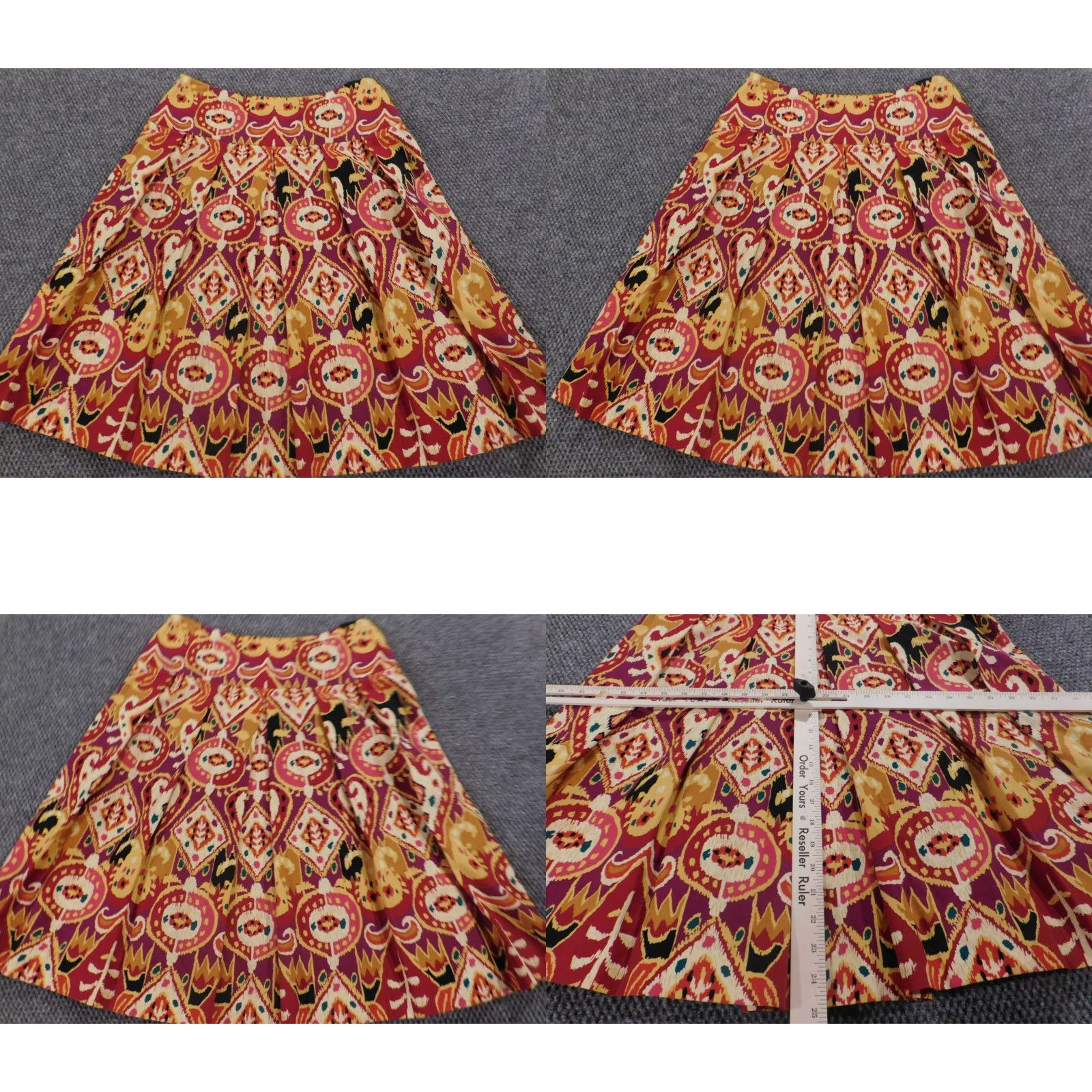 Vintage Harold's Womens Skirt 6 Red A-Line Zip Ruffles stretch Knee Length Cotton Knit Casual Modern 6 Regular Womens Size 28" / US 6 / IT 42 - 8 Thumbnail