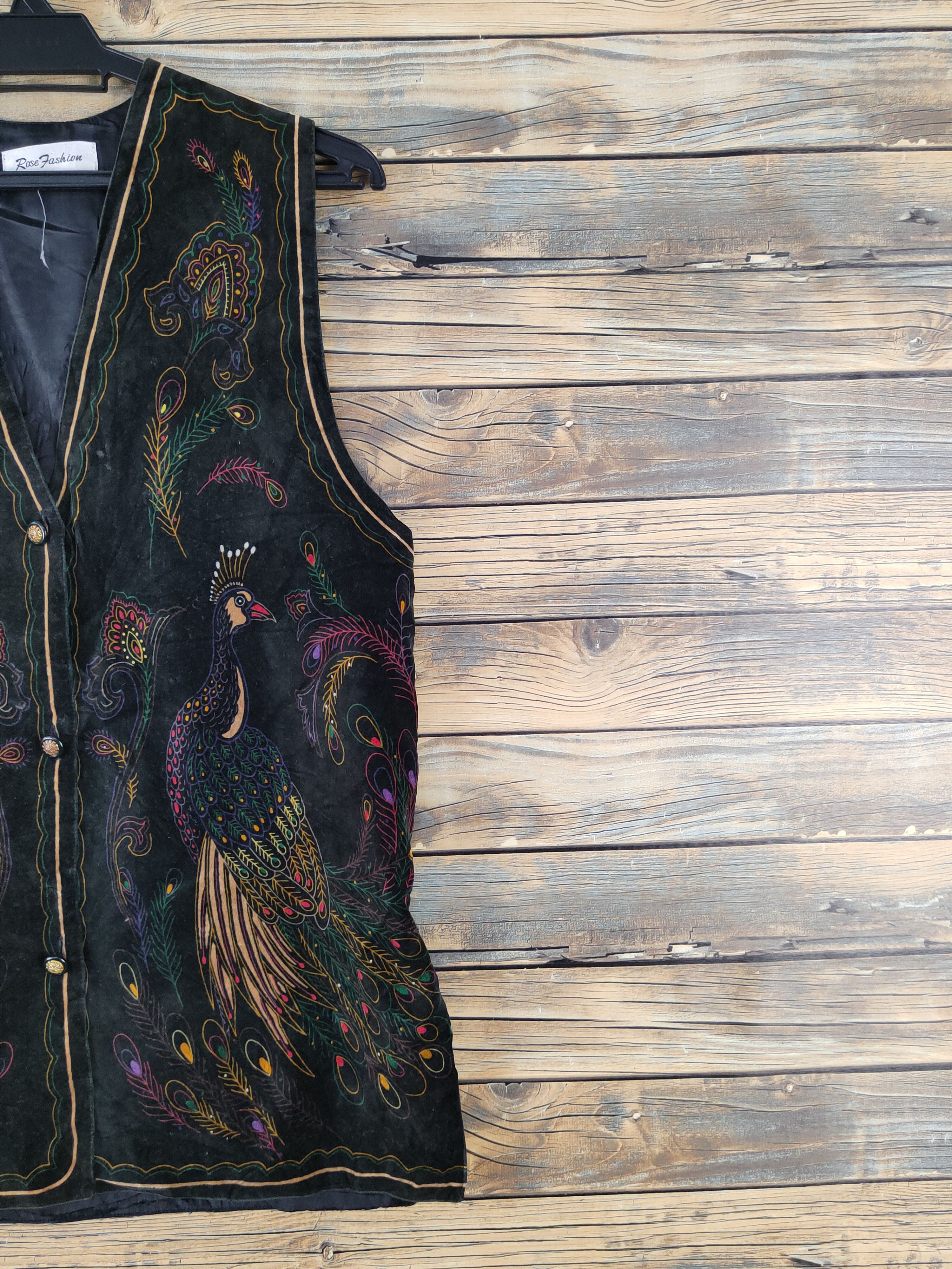 Japanese Brand × Vintage Vintage Art Rose Fashion Black Peacock Vests Size S / US 4 / IT 40 - 6 Thumbnail